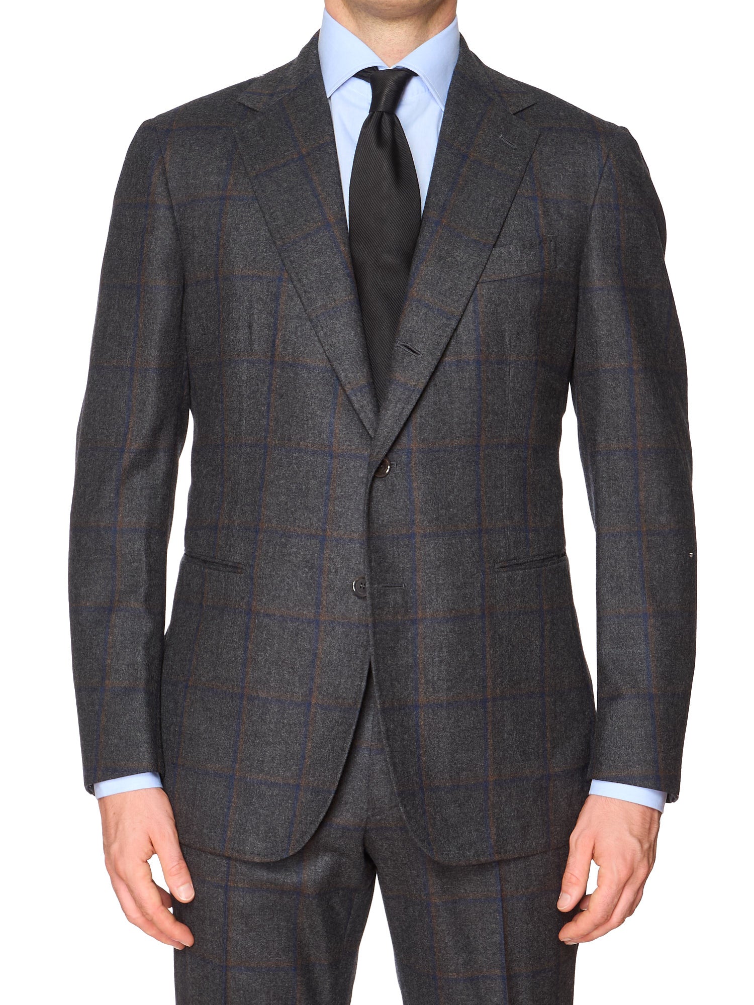 STILE LATINO "Vincenzo" Handmade Blue Windowpane Wool Suit Slim Fit