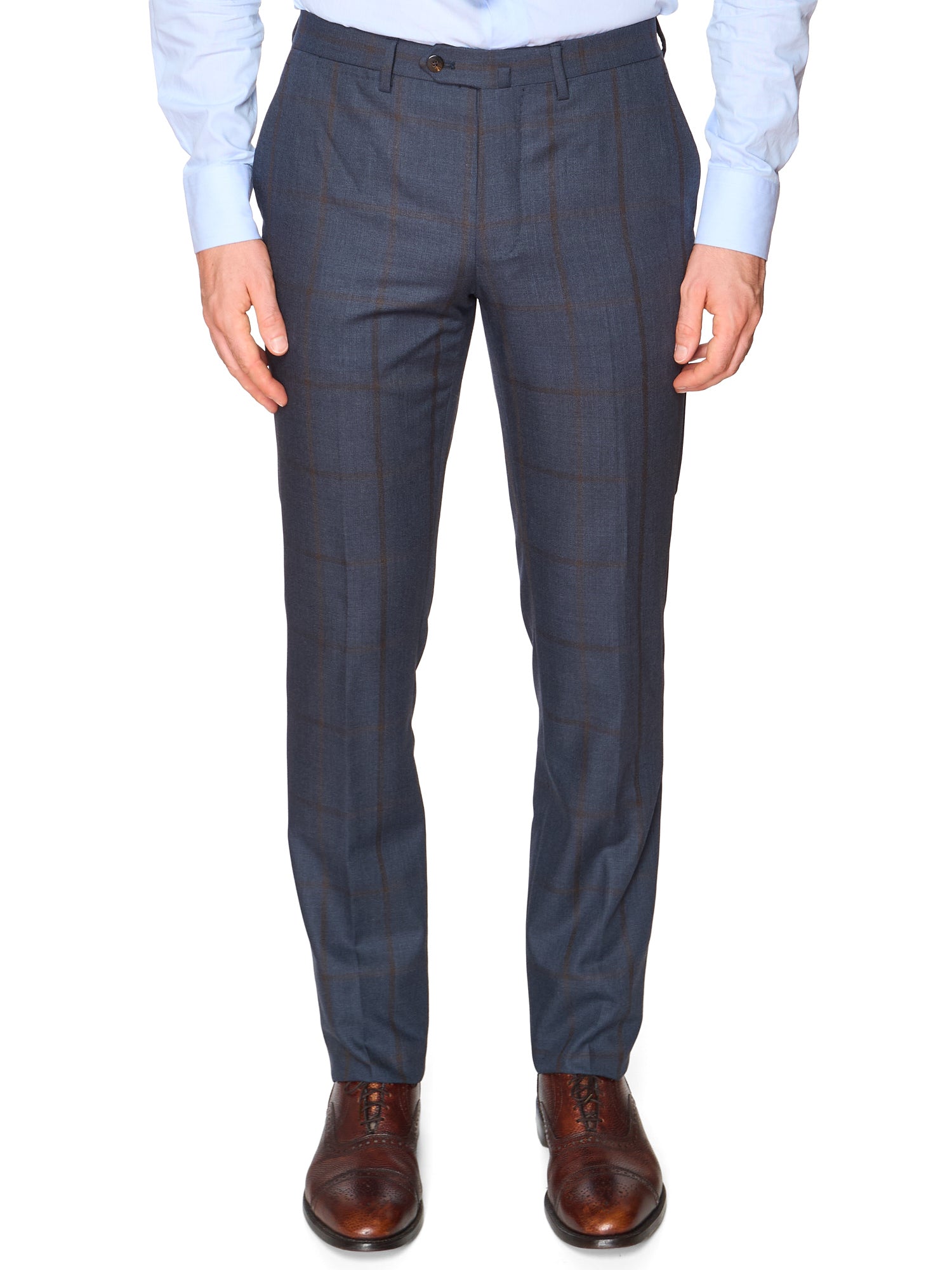 STILE LATINO Handmade Blue Windowpane Wool Suit Slim Fit NEW Vincenzo