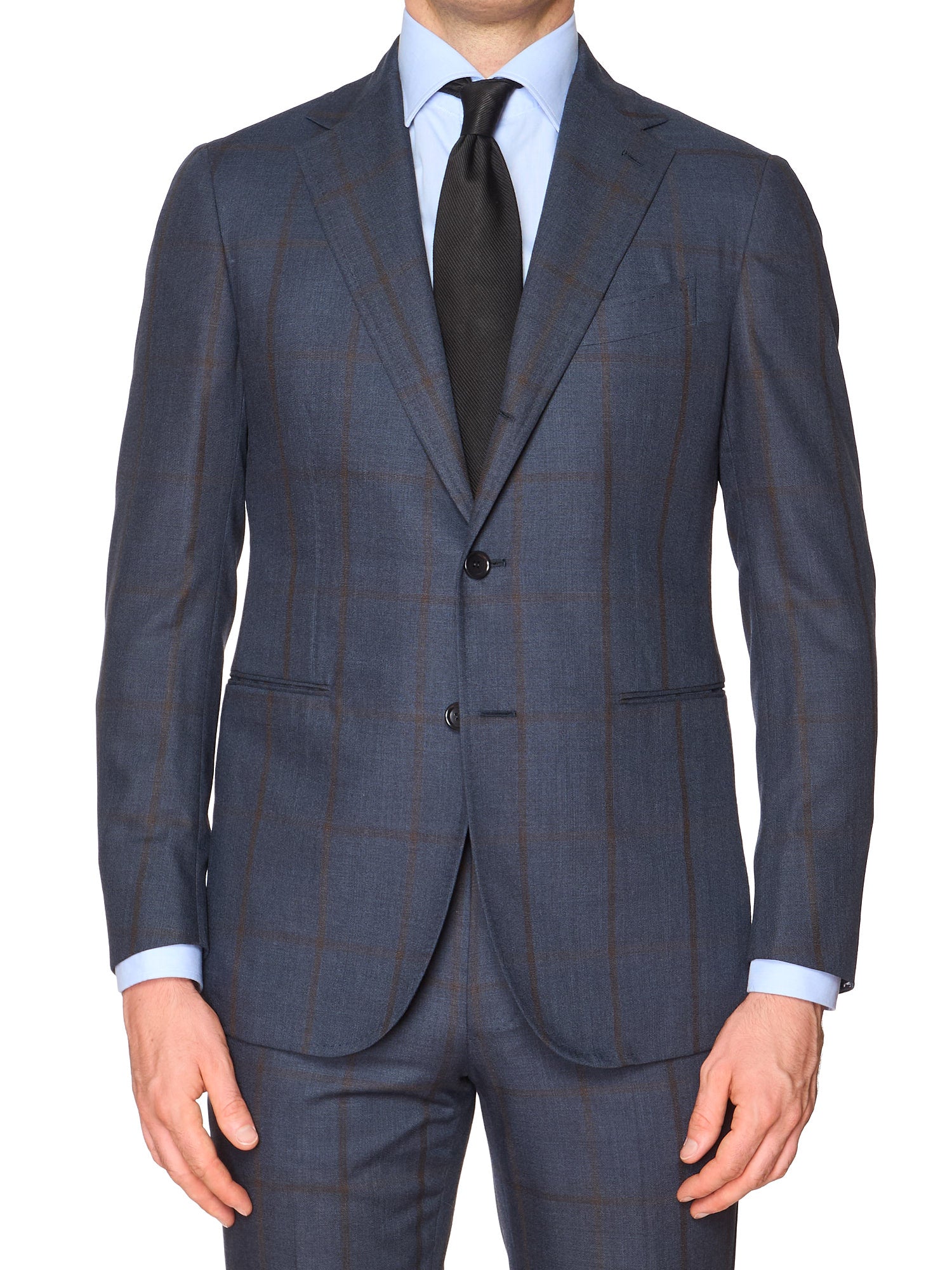 STILE LATINO Handmade Blue Windowpane Wool Suit Slim Fit NEW Vincenzo