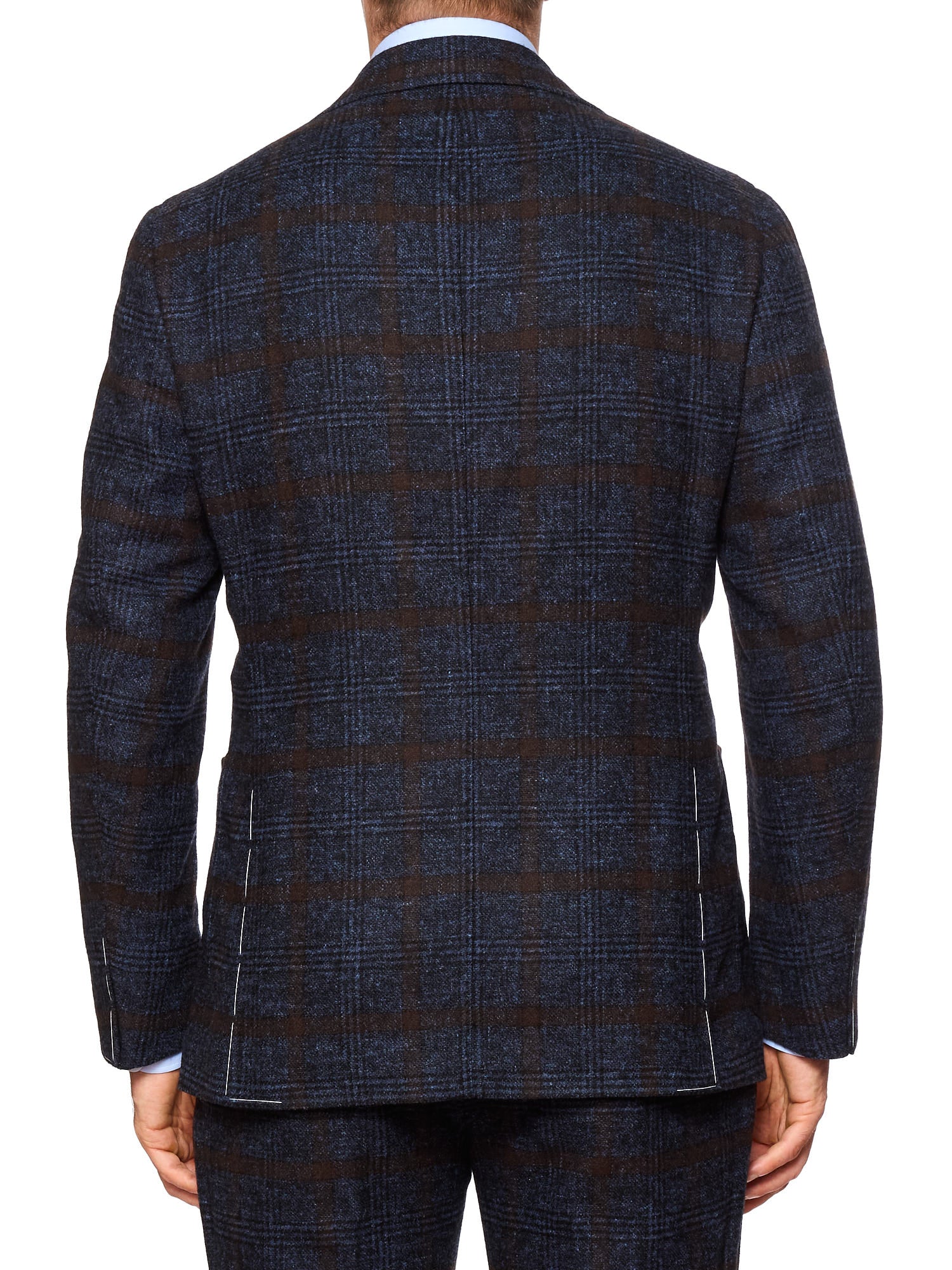 STILE LATINO Handmade Blue Windsor Plaid Flannel Alpaca-Cotton Suit Fausto