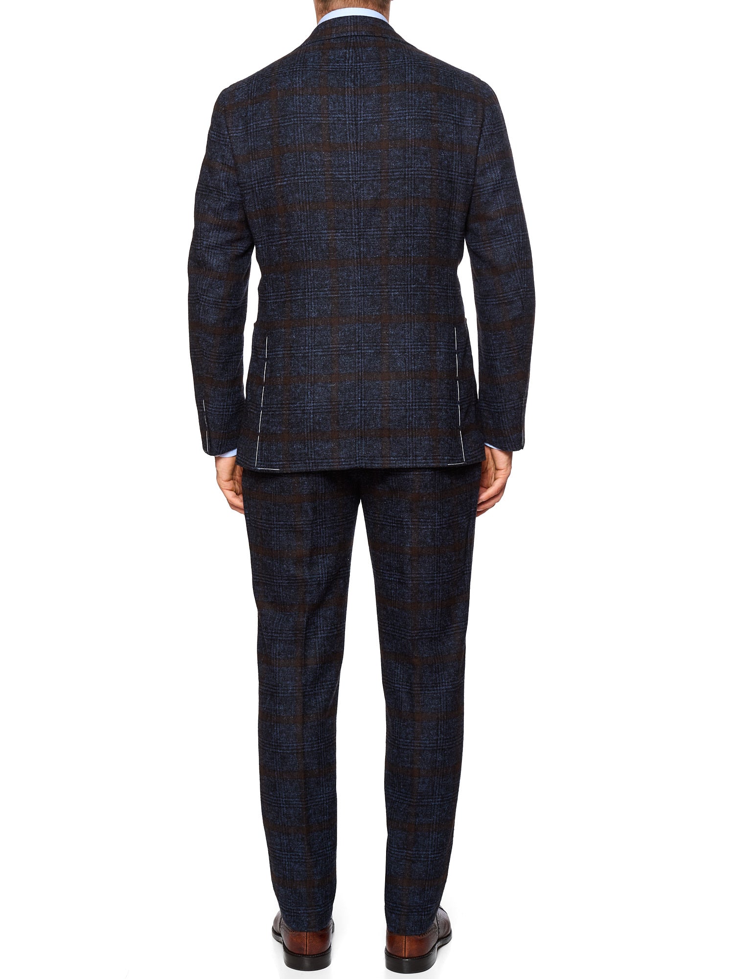STILE LATINO Handmade Blue Windsor Plaid Flannel Alpaca-Cotton Suit Fausto
