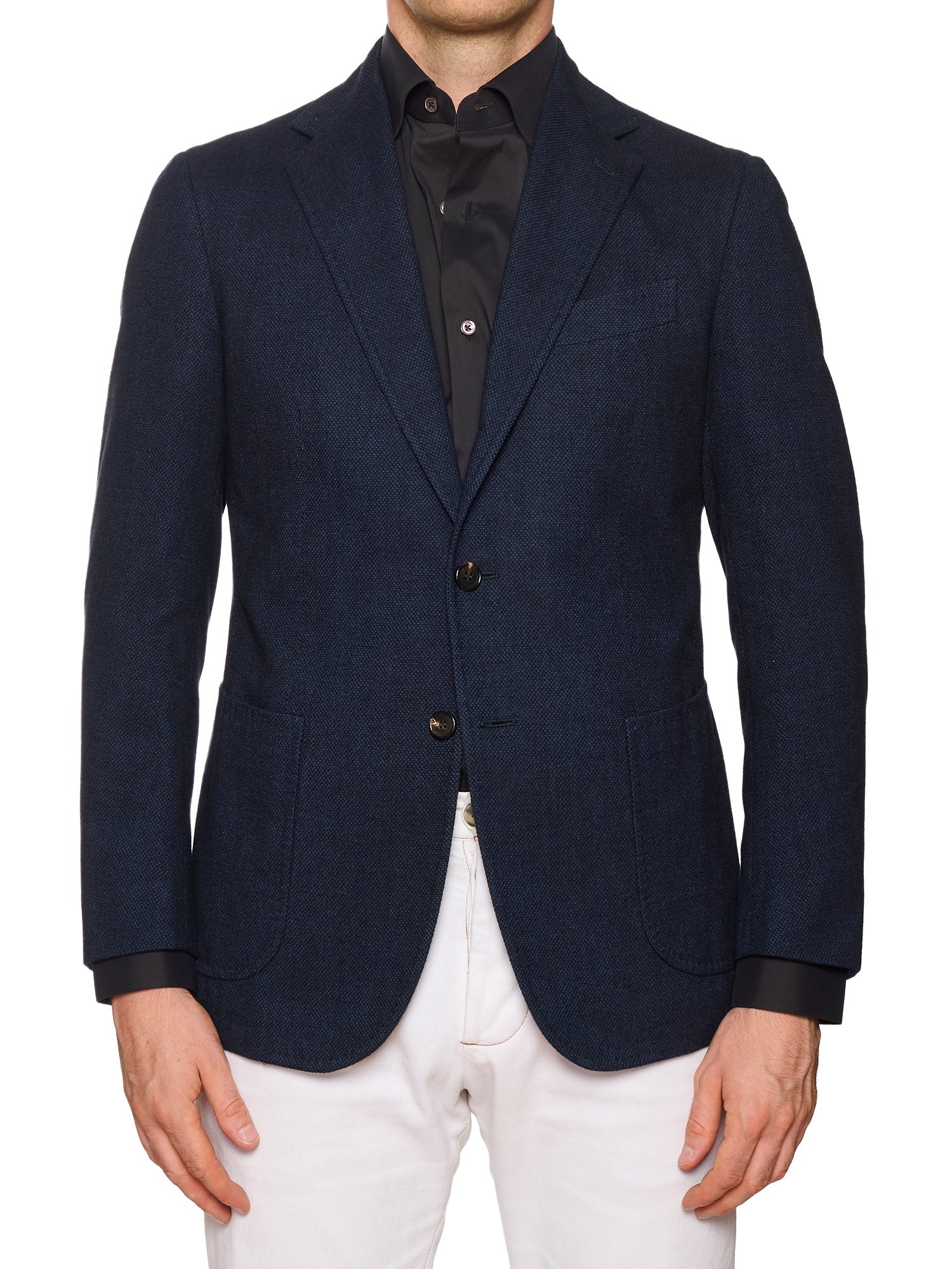 STILE LATINO "Vincenzo" Navy Flannel Cotton Jacket EU 48 US 38 Slim Fit