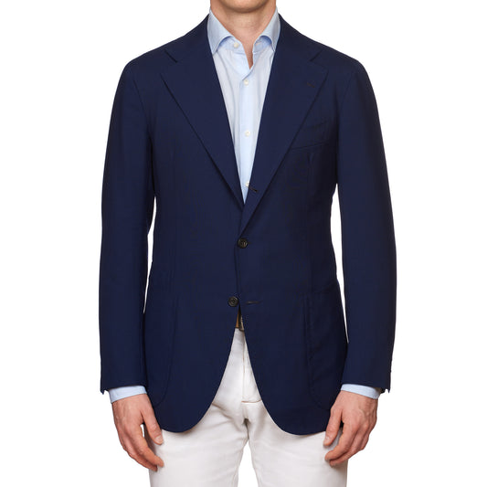 Sartoria CHIAIA Bespoke Handmade Navy Blue Wool-Silk Jacket EU 50 US 40