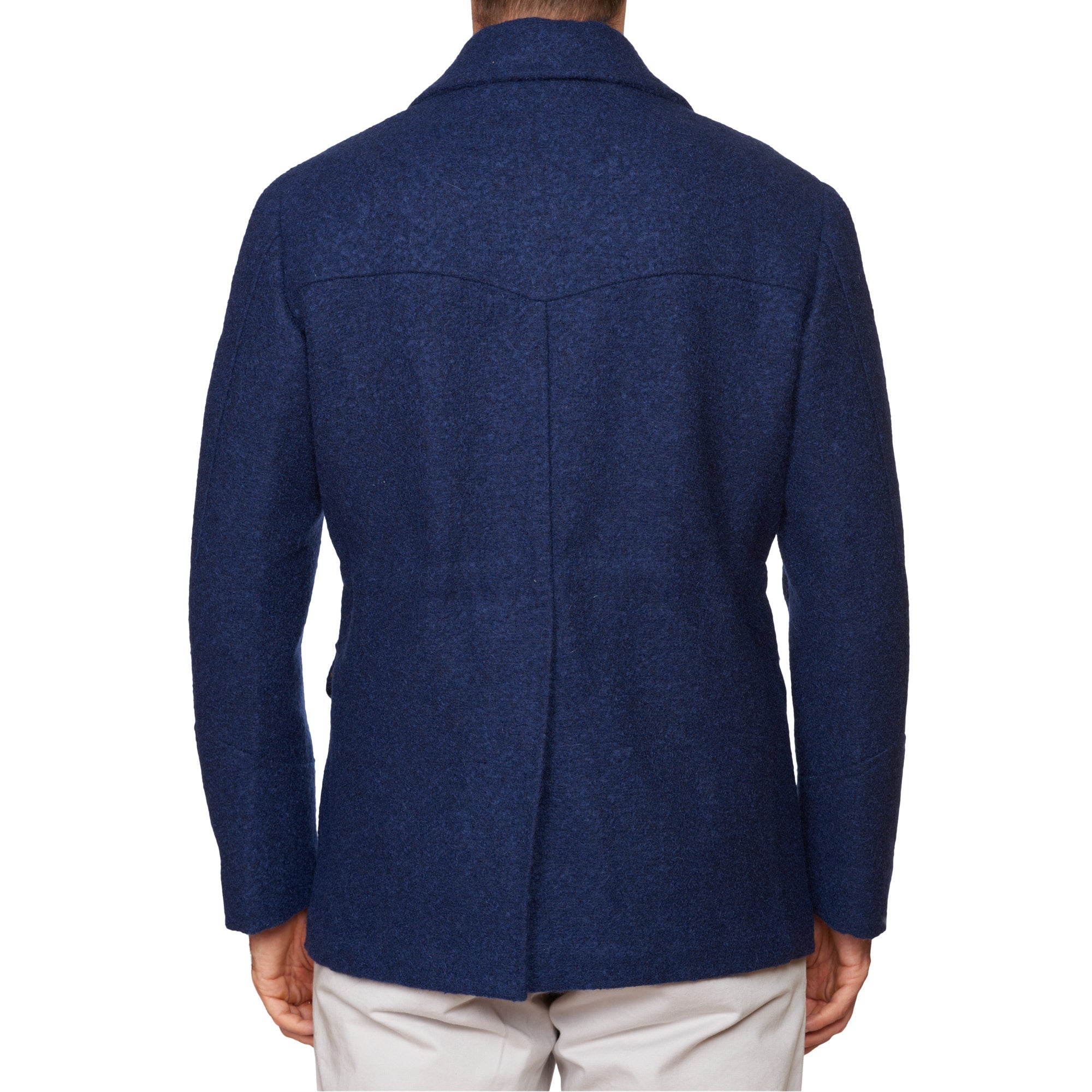 Sartoria CHIAIA Napoli Handmade Bespoke Navy Blue Wool Tweed Coat EU 52 NEW US M L