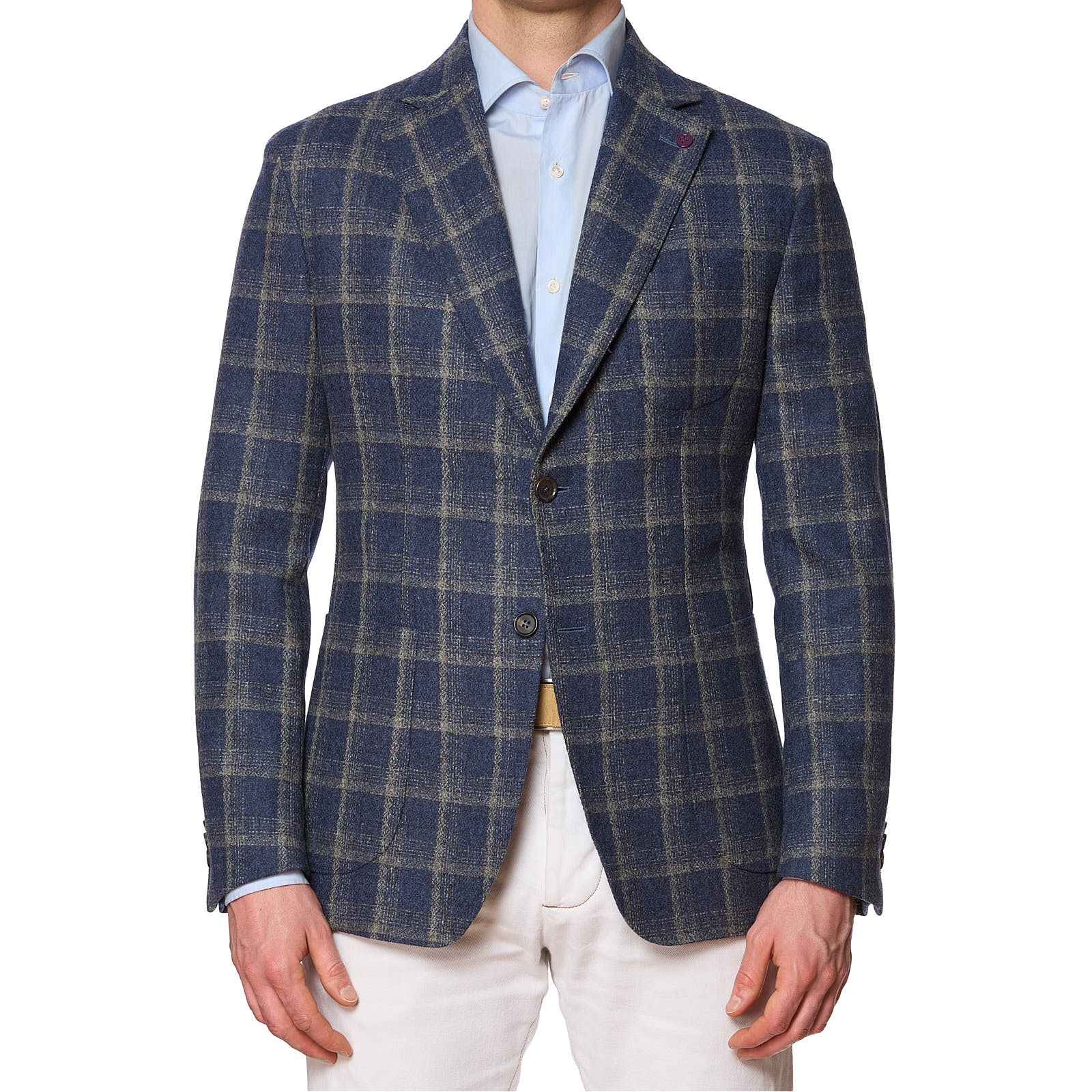 SARTORIA PARTENOPEA Blue Plaid Wool Jacket NEW  Current Model