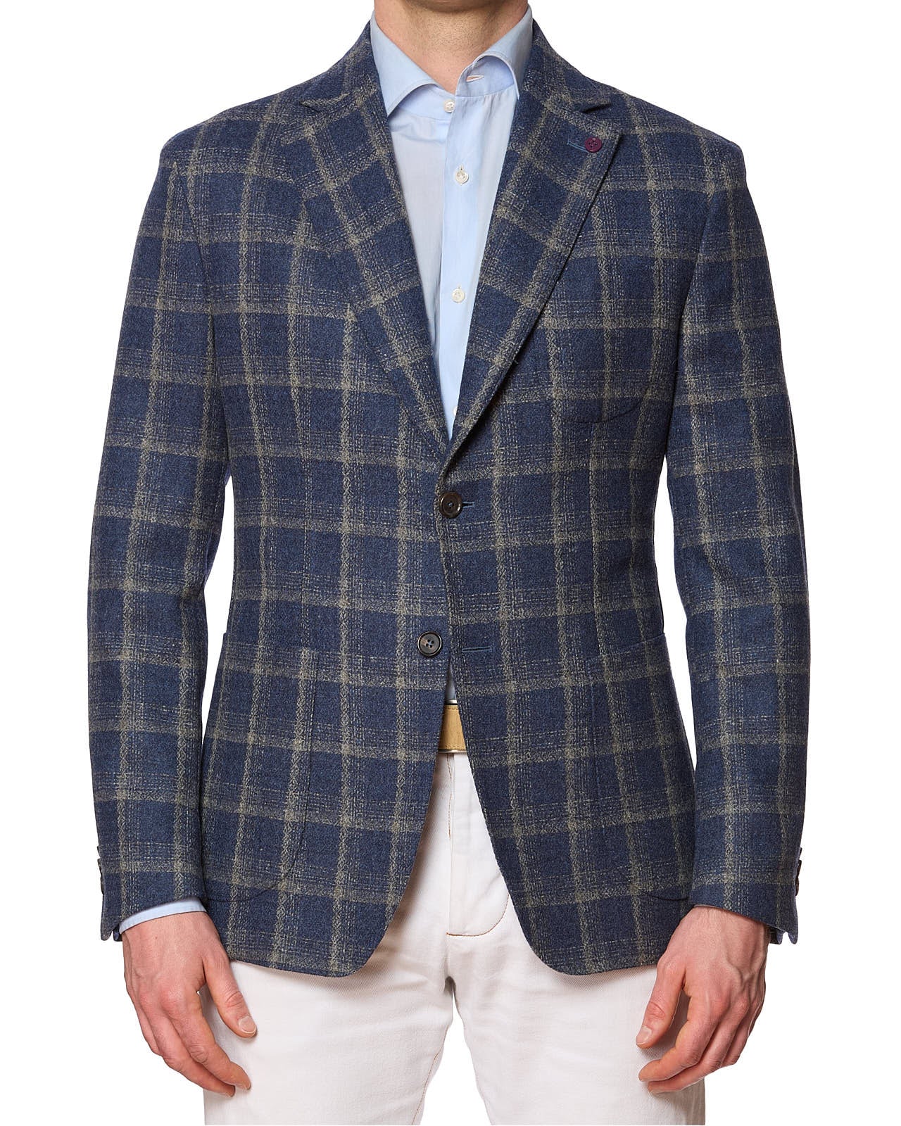SARTORIA PARTENOPEA Blue Plaid Wool Jacket NEW Current Model