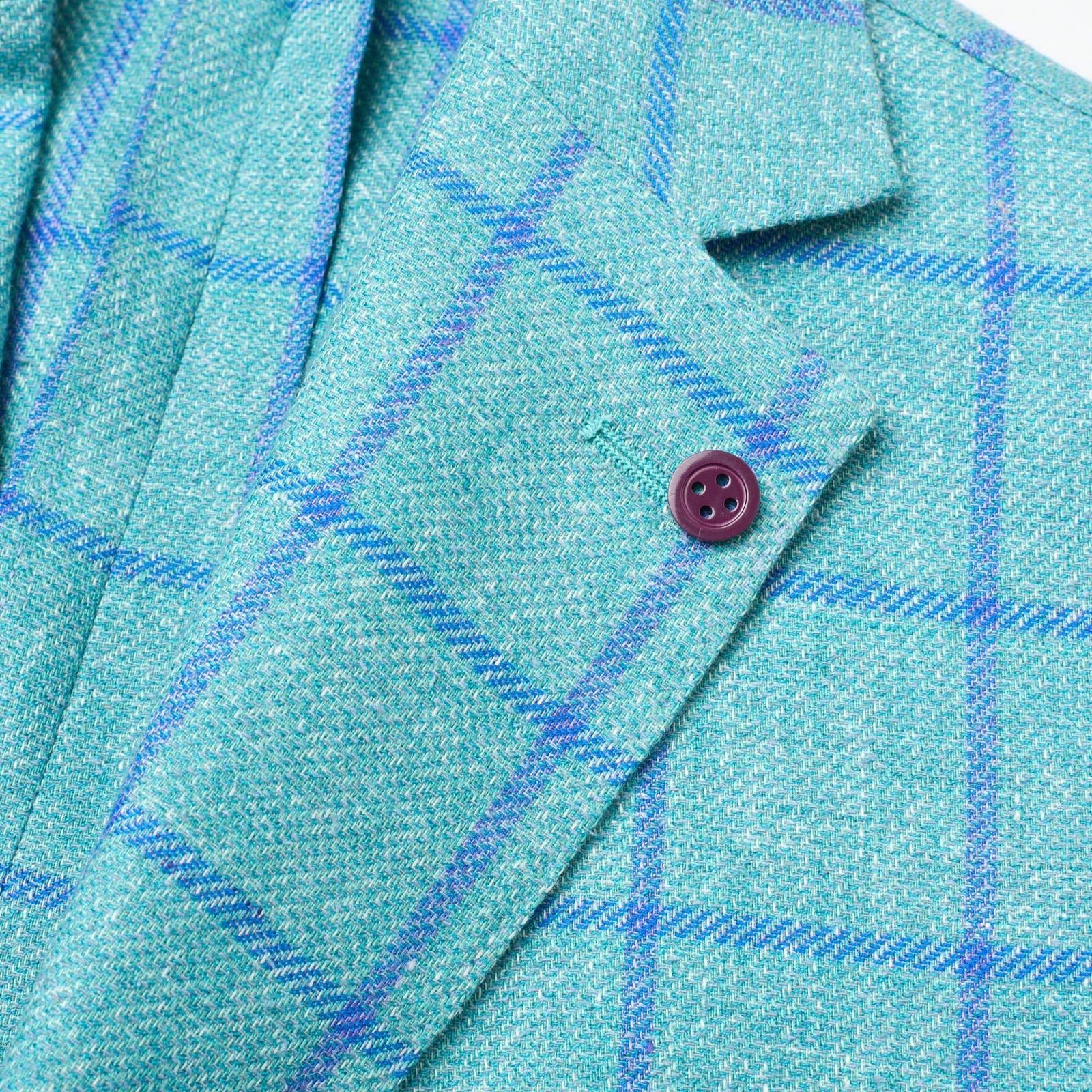 SARTORIA PARTENOPEA Turquoise Windowpane Linen-Wool-Silk Jacket NEW Current Model