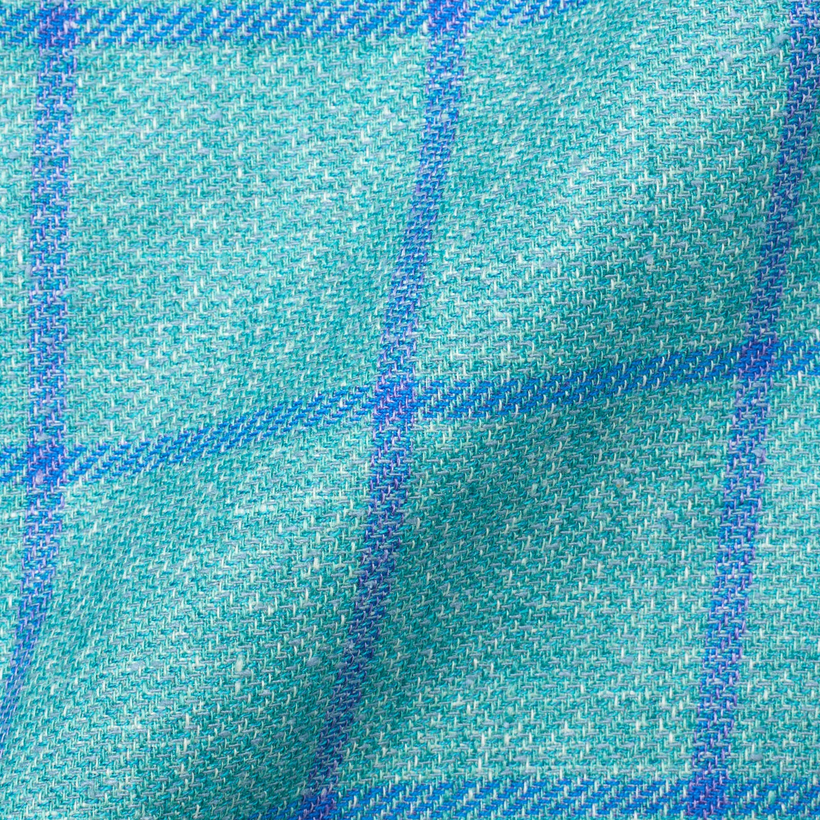SARTORIA PARTENOPEA Turquoise Windowpane Linen-Wool-Silk Jacket NEW Current Model