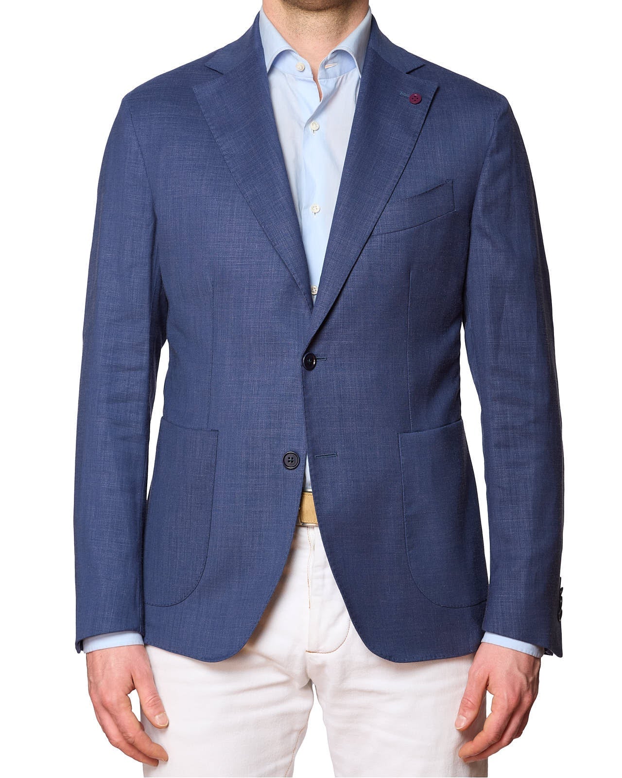 SARTORIA PARTENOPEA Blue Linen-Polyester Jacket NEW Current Model