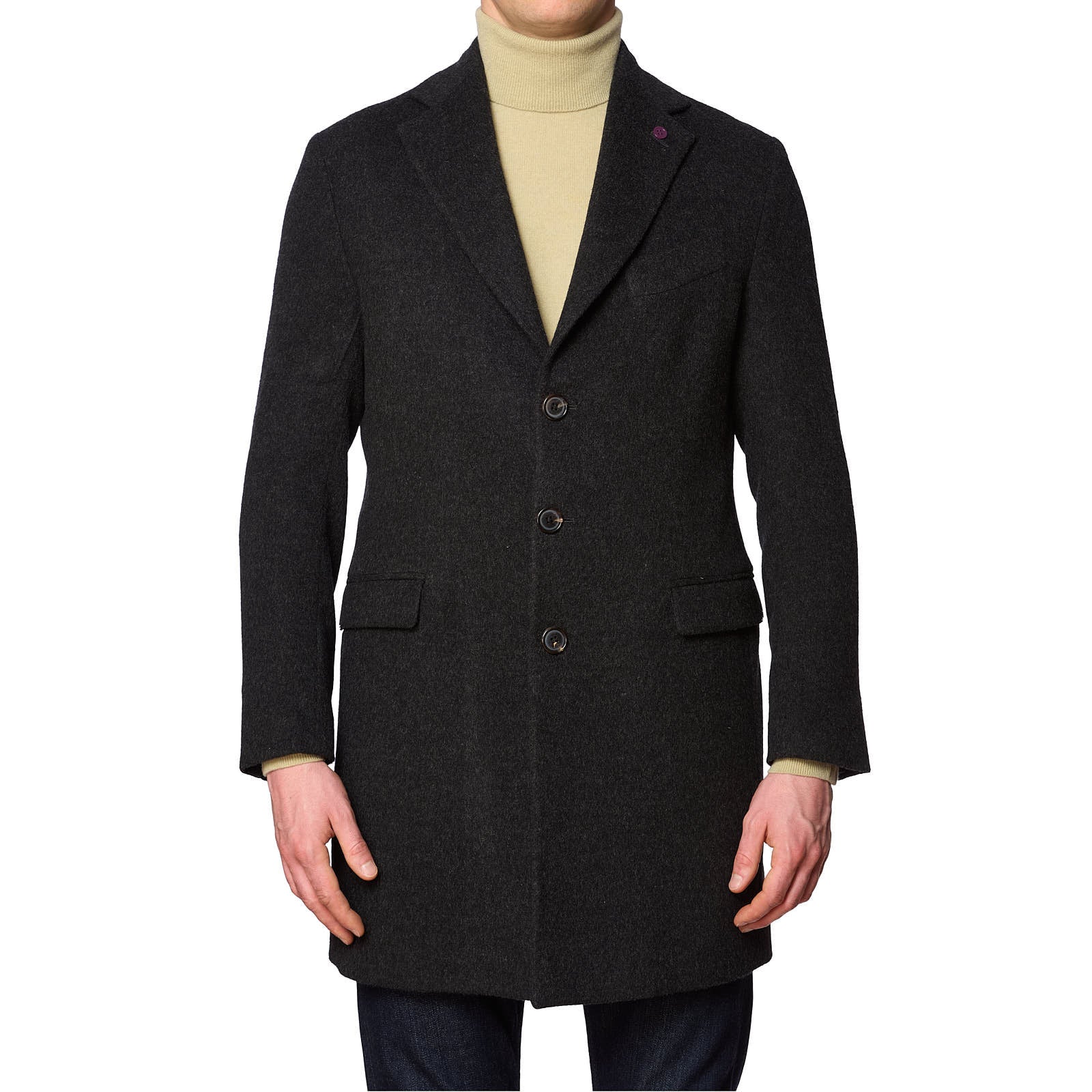 SARTORIA PARTENOPEA Handmade Dark Gray Wool-Alpaca Over Coat 48 NEW 38