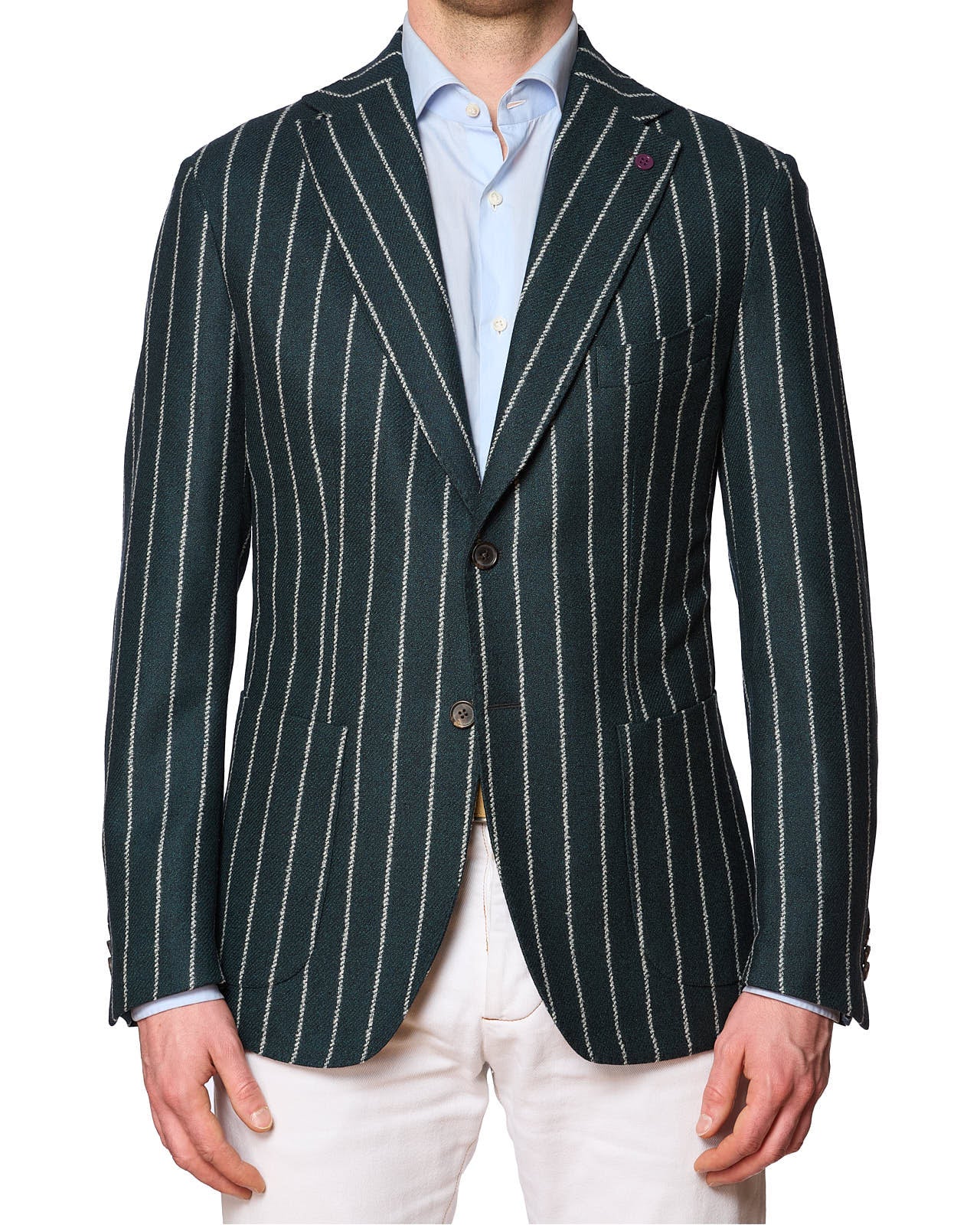 SARTORIA PARTENOPEA Bottle Green Striped Wool Jacket NEW Current Model