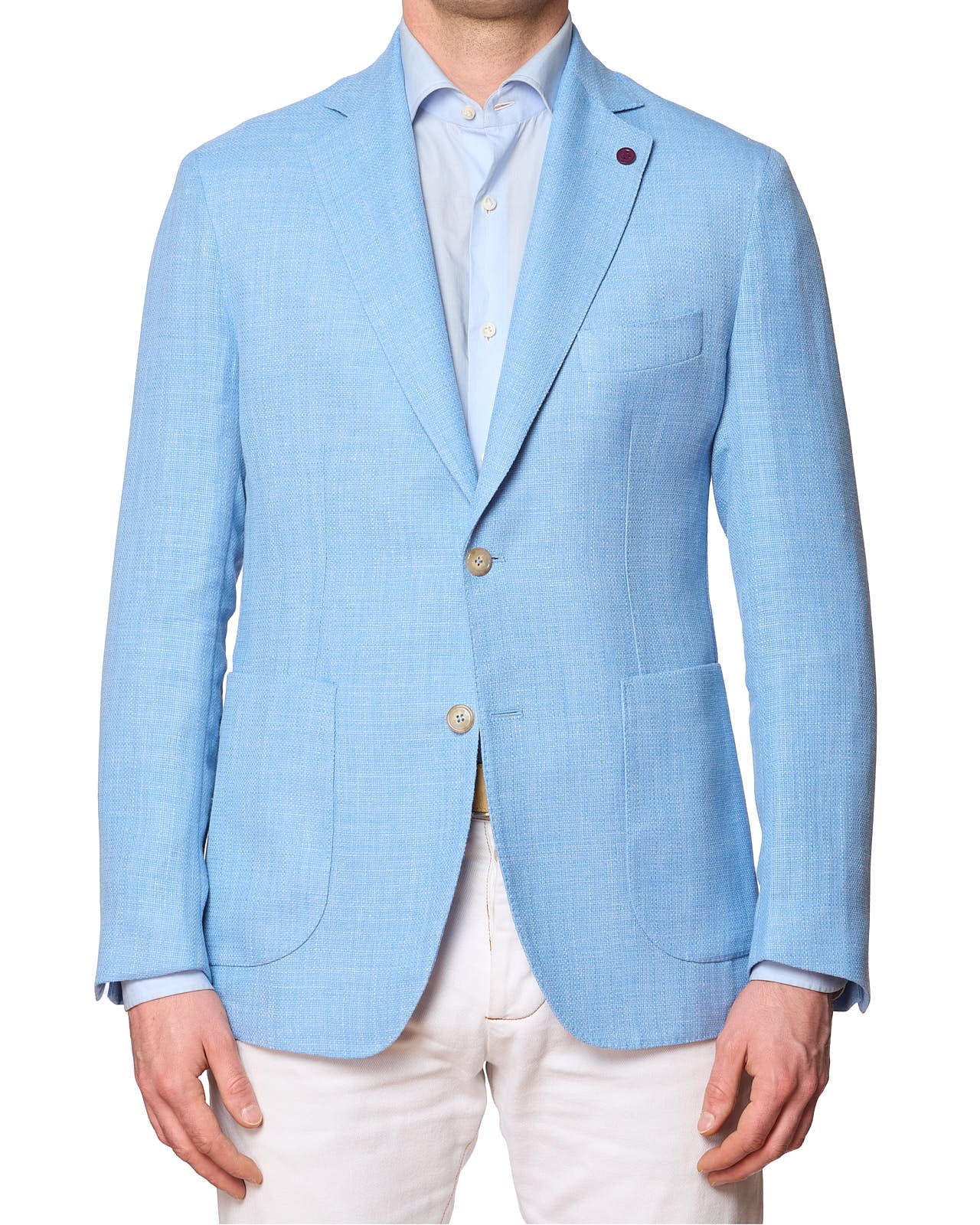 SARTORIA PARTENOPEA Light Blue Linen-Polyester Unlined Jacket NEW Current Model