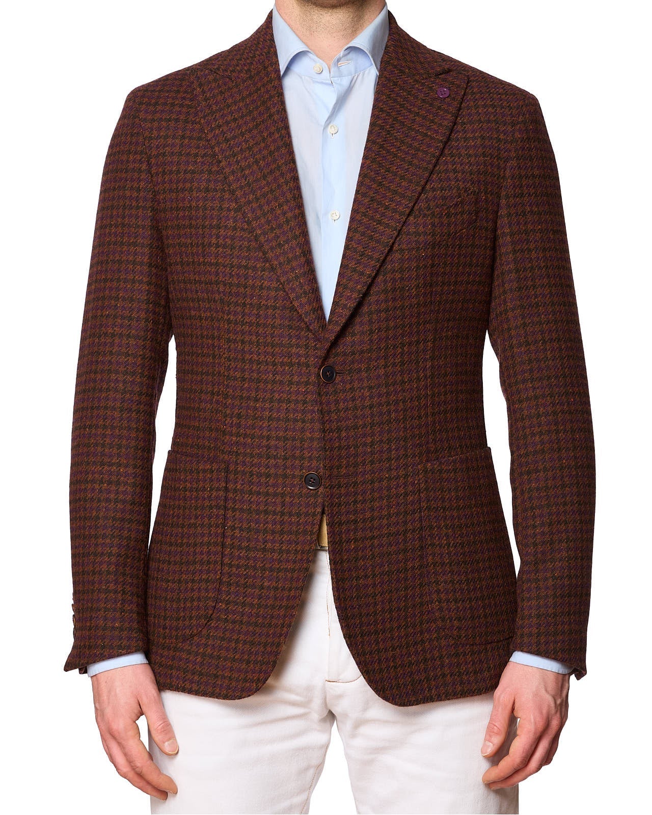 SARTORIA PARTENOPEA Multicolor Shepherd's Check Wool-Poly Jacket EU 50 NEW US 40 Current Model