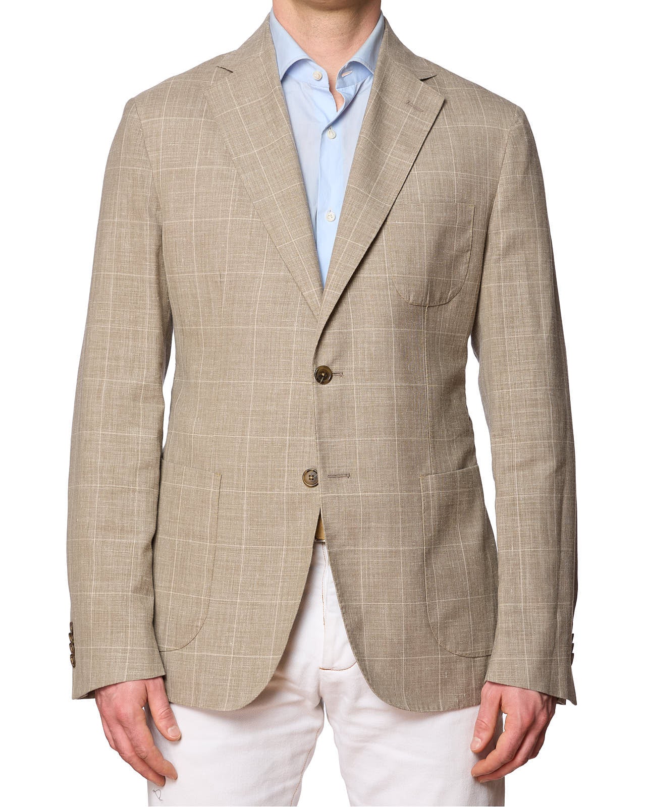 SARTORIA PARTENOPEA for DRINKWATER'S Gray Windowpane Linen Jacket NEW Current Model