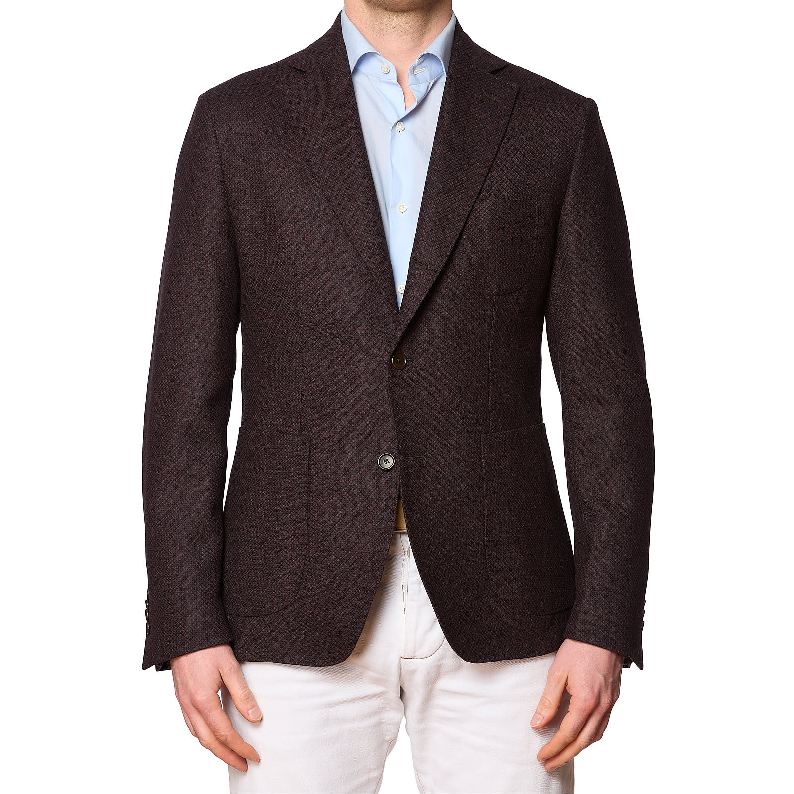 SARTORIA PARTENOPEA for STERR&DOON Burgundy Micro Pattern Wool Jacket EU 52 NEW US 42  Current Model