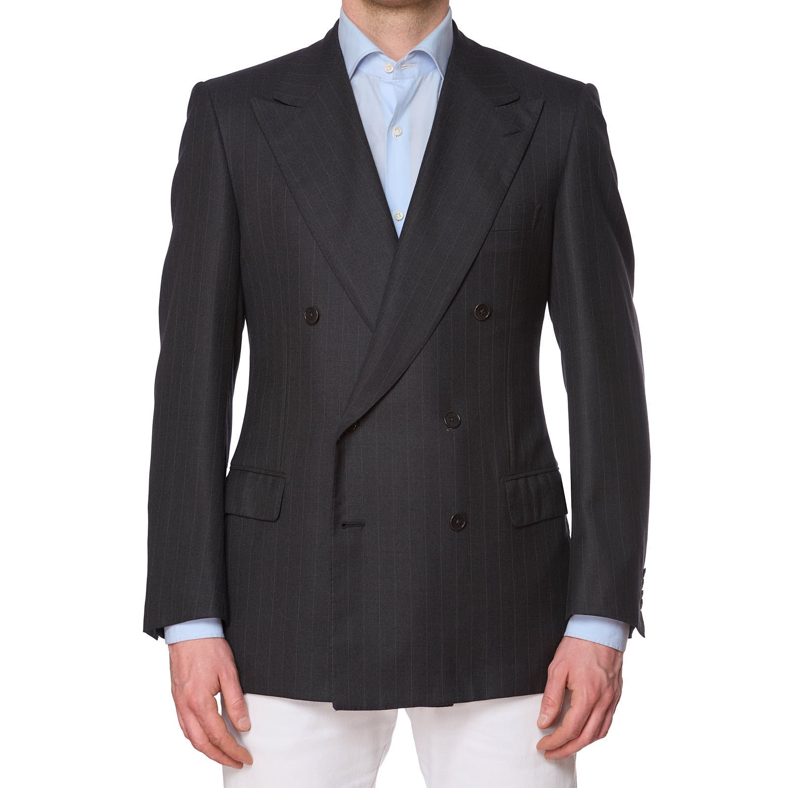 SARTORIA PARTENOPEA for VANNUCCI Handmade Gray Wool DB Jacket EU 50 US 40