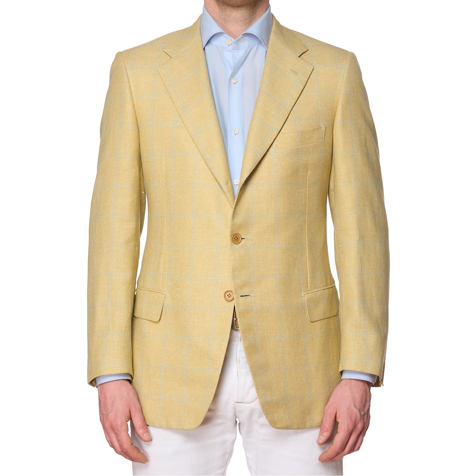 SARTORIA PARTENOPEA for VANNUCCI Yellow Mohair-Silk-Wool Jacket EU 48 NEW US 38