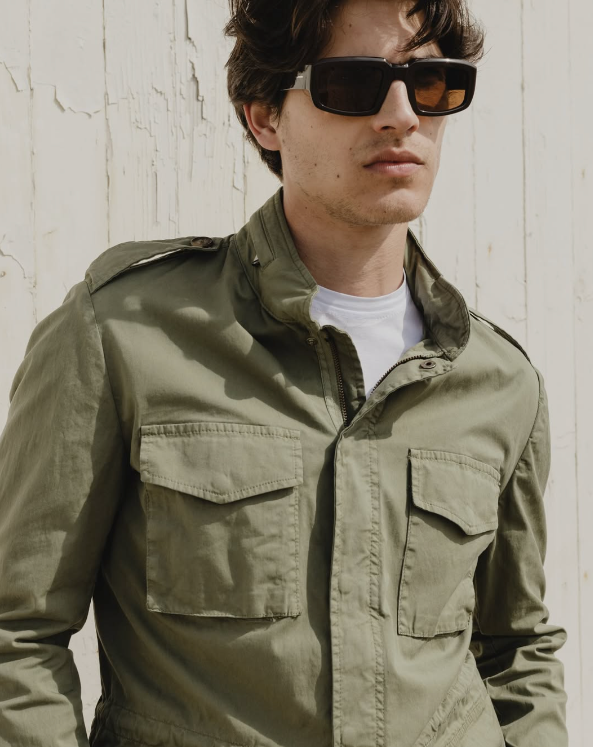 PIETRA SALATA Napoli "Sahara" Green Washed Safari Jacket Field Coat