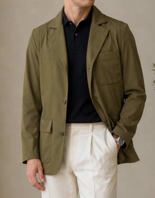 PIETRA SALATA Napoli Olive Green Lightweight Jacket Stretch NEW