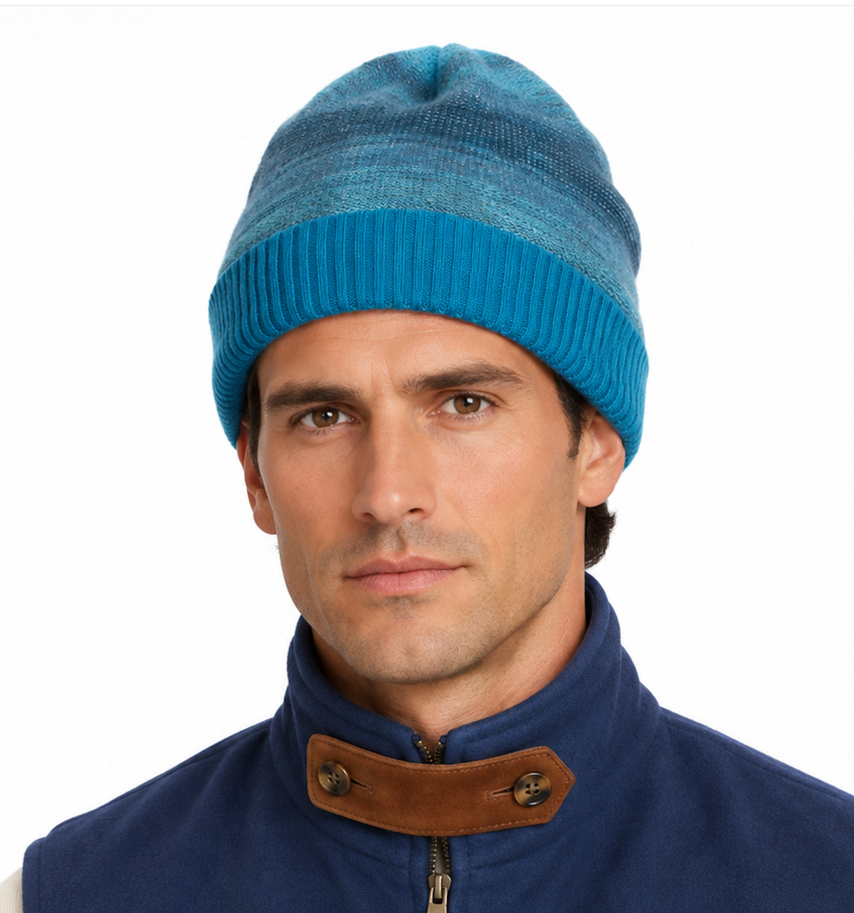 LORO PIANA Blue Cashmere-Silk Knitted Beanie Hat NEW