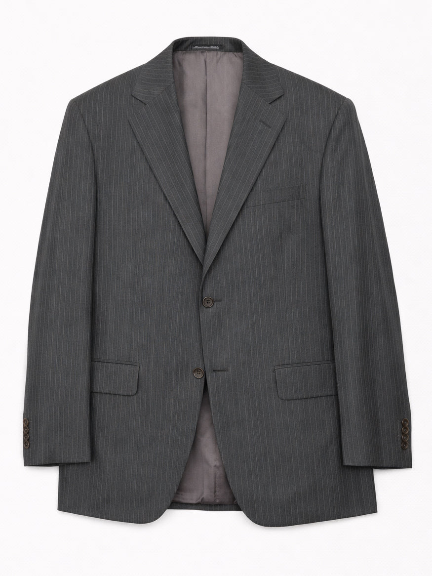 Sir Wilson Gray Striped Ermenegildo Zegna Tropical Australian Wool Business Suit