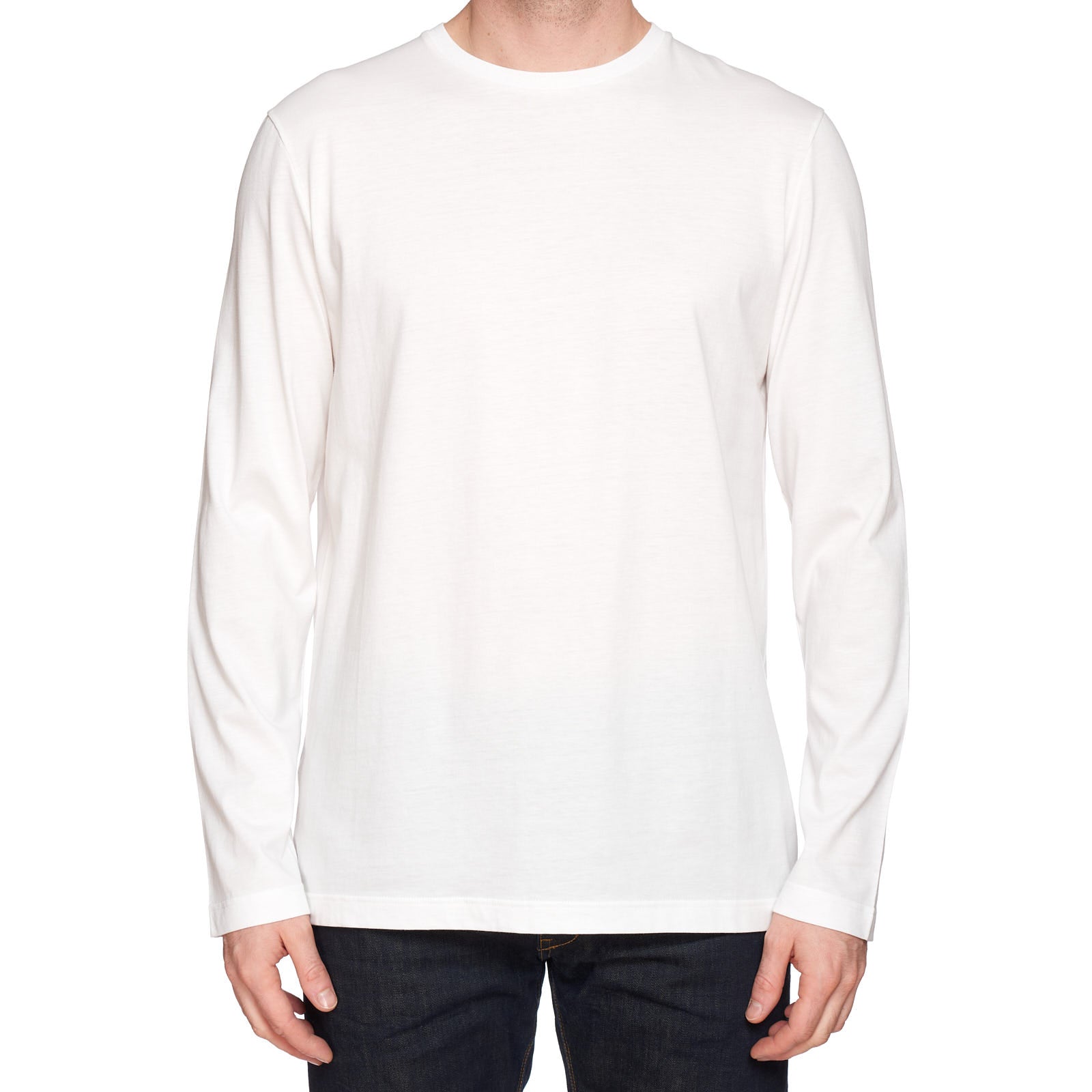 THE ROW "Leon" White Supima Cotton Long Sleeve Crewneck T-Shirt NEW US L THE ROW