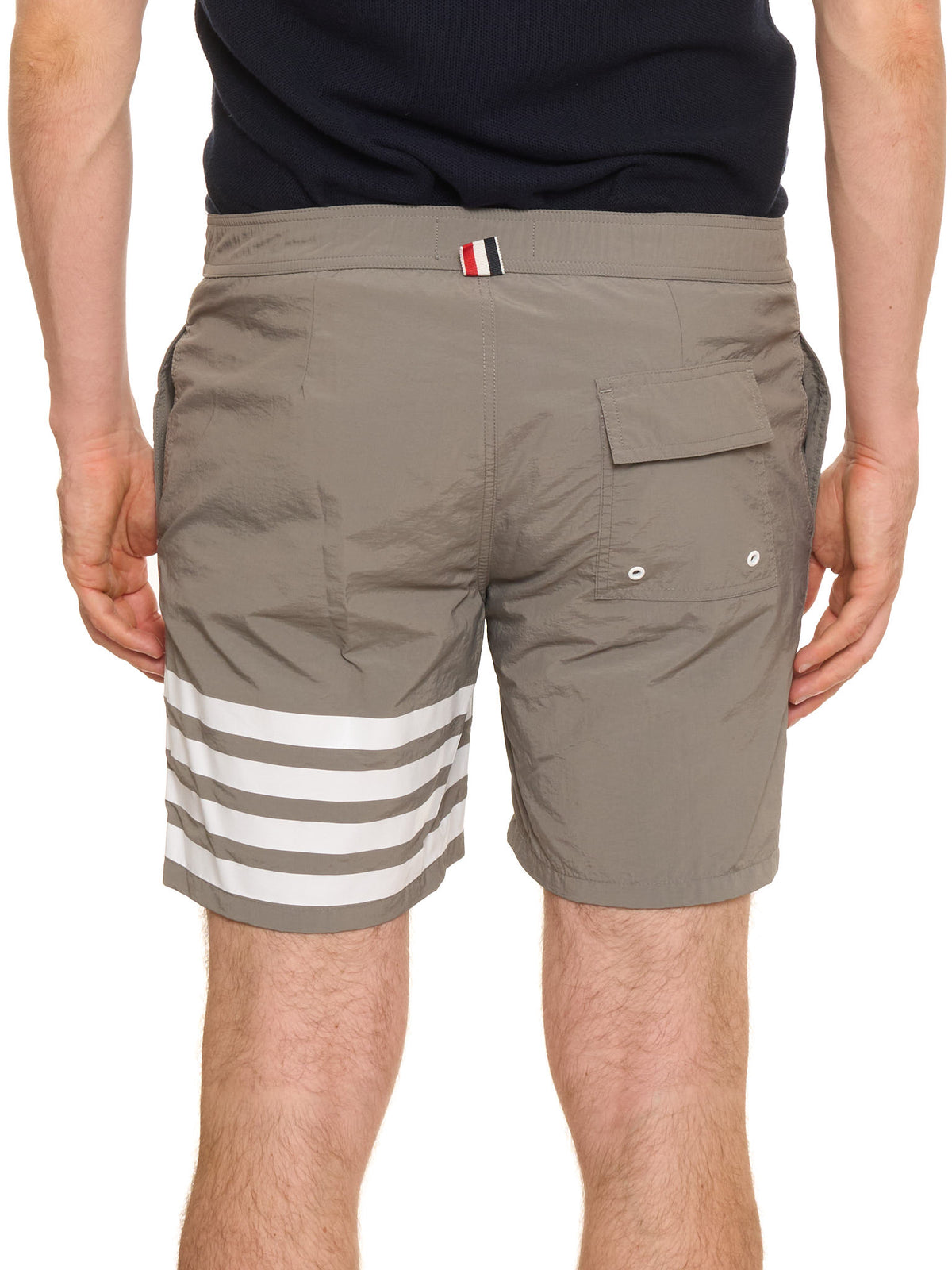 THOM BROWNE New York Gray 4 Bar Swim Tech Shorts NEW
