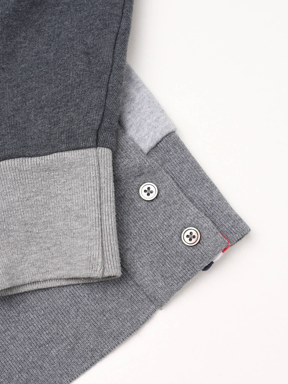 THOM BROWNE New York Gray Color-Block Cotton 4-Bar Hoodie Japan