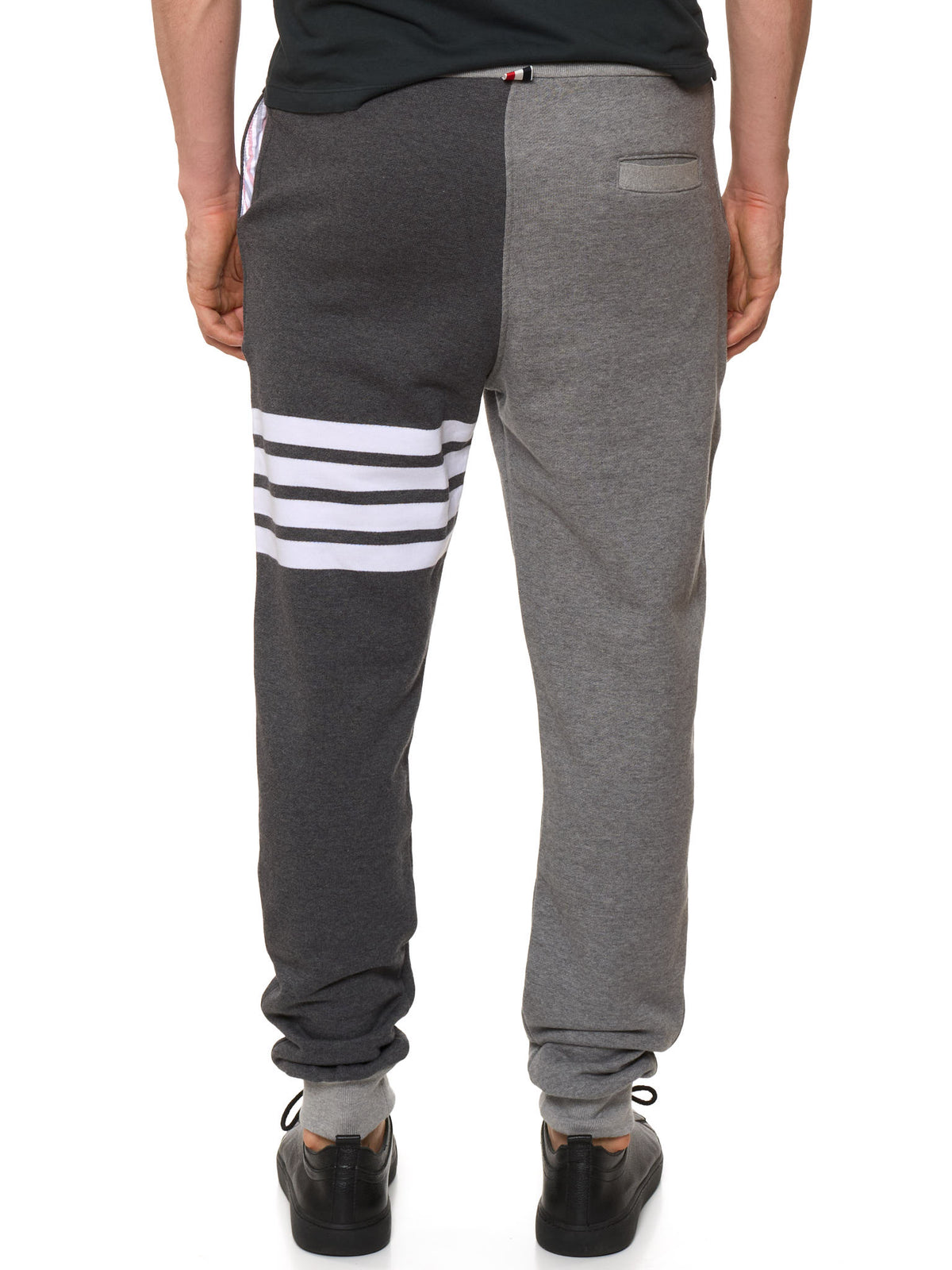 THOM BROWNE New York Gray Color-Block Cotton 4 Bar Sweatpants NEW L
