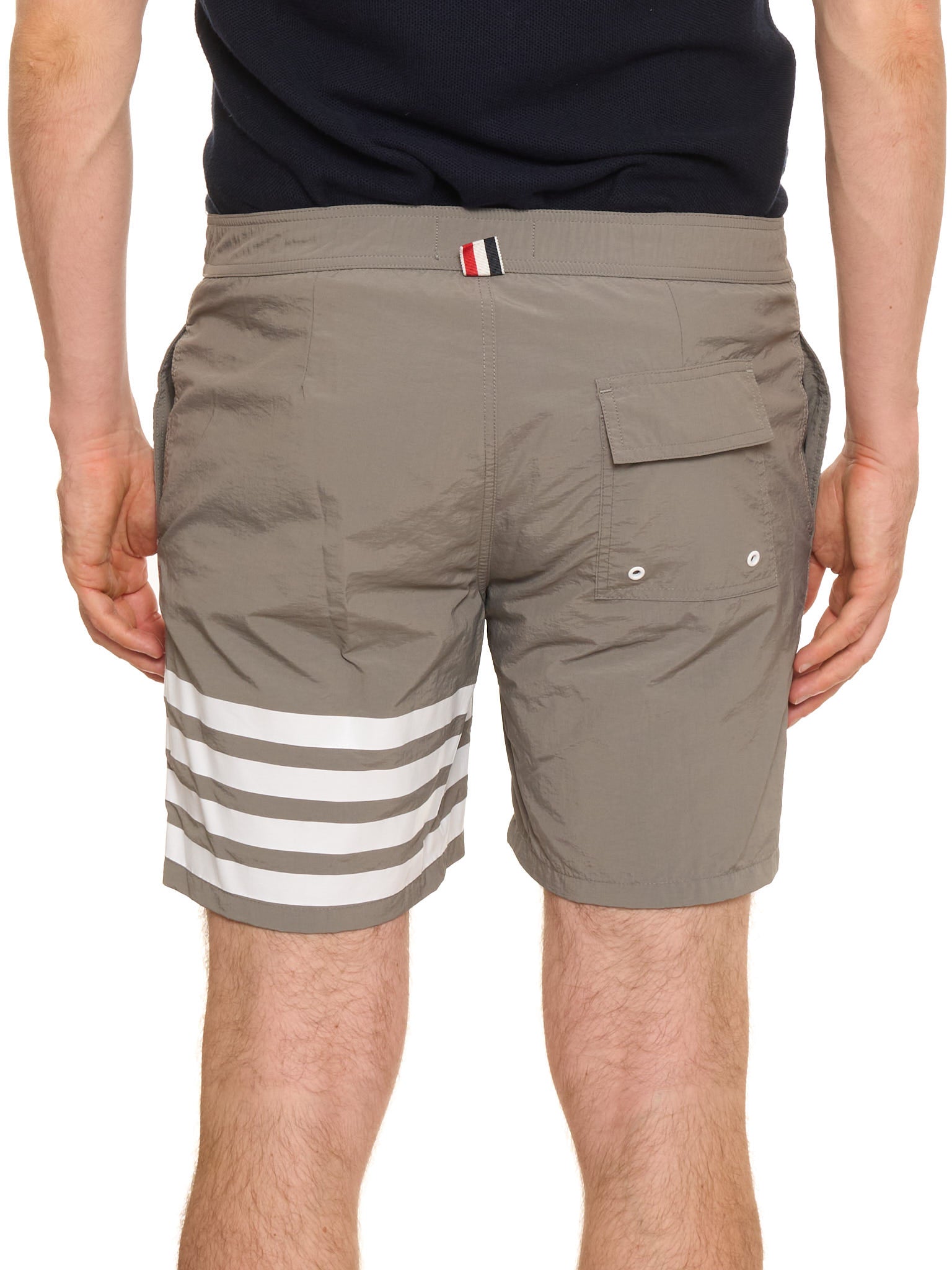 THOM BROWNE New York Gray 4 Bar Swim Tech Shorts NEW