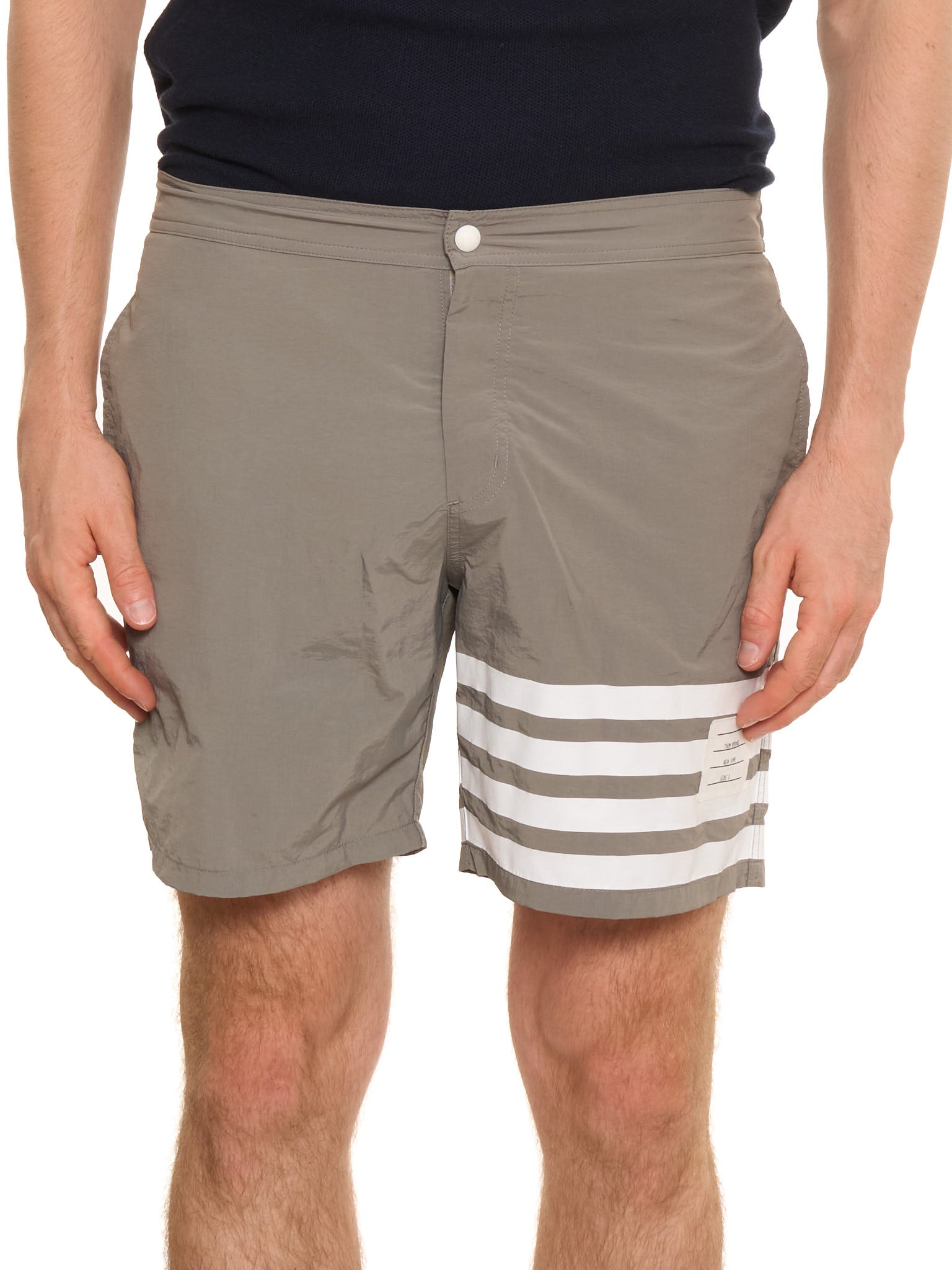 THOM BROWNE New York Gray 4 Bar Swim Tech Shorts NEW