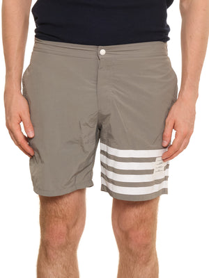 THOM BROWNE New York Gray 4 Bar Swim Tech Shorts NEW
