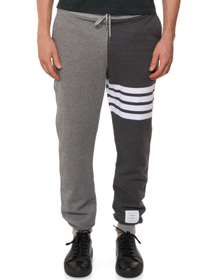 THOM BROWNE New York Gray Color-Block Cotton 4 Bar Sweatpants NEW L