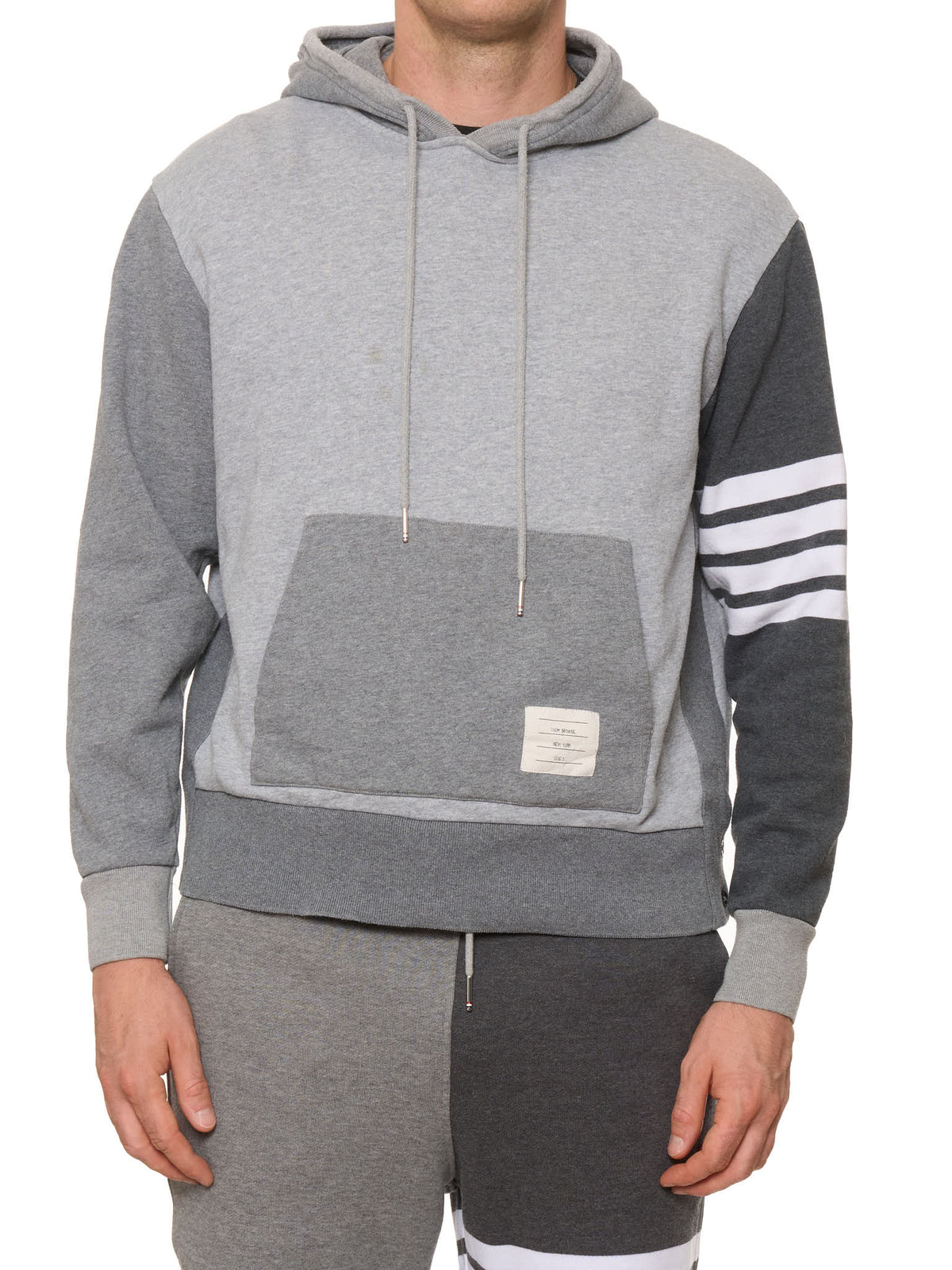 THOME BROWNE New York Gray Color-Block Cotton 4-Bar Hoodie Japan