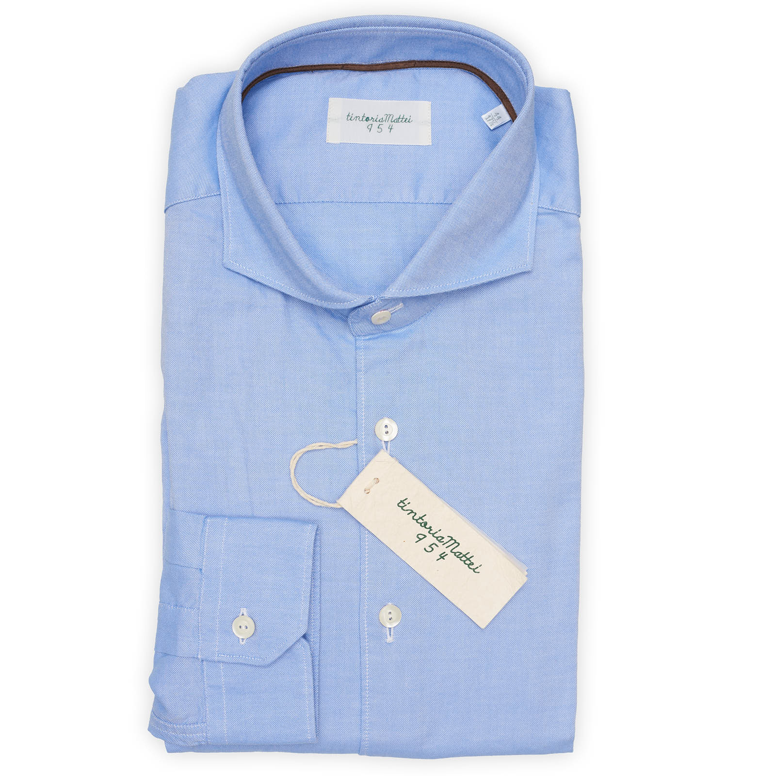 TINTORIA MATTEI 954 Blue Oxford Cotton Dress Shirt NEW