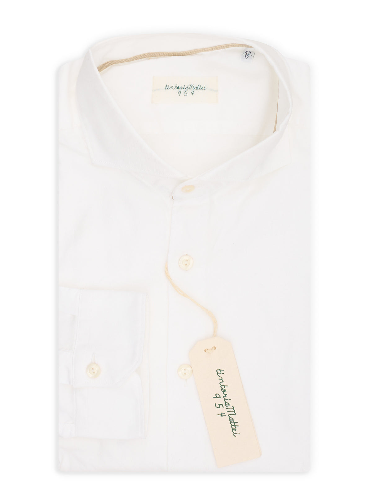 TINTORIA MATTEI 954 White Cotton Oxford Dress Shirt