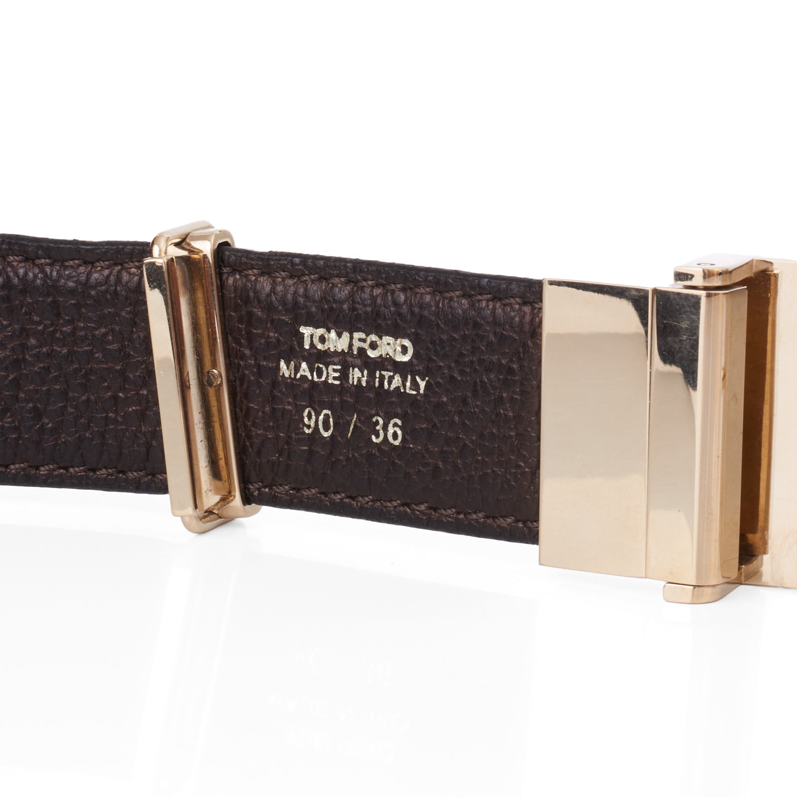 TOM FORD Brown-Black Leather Reversible Belt with Swivel Gold Buckle 36" 90cm NEW TOM FORD