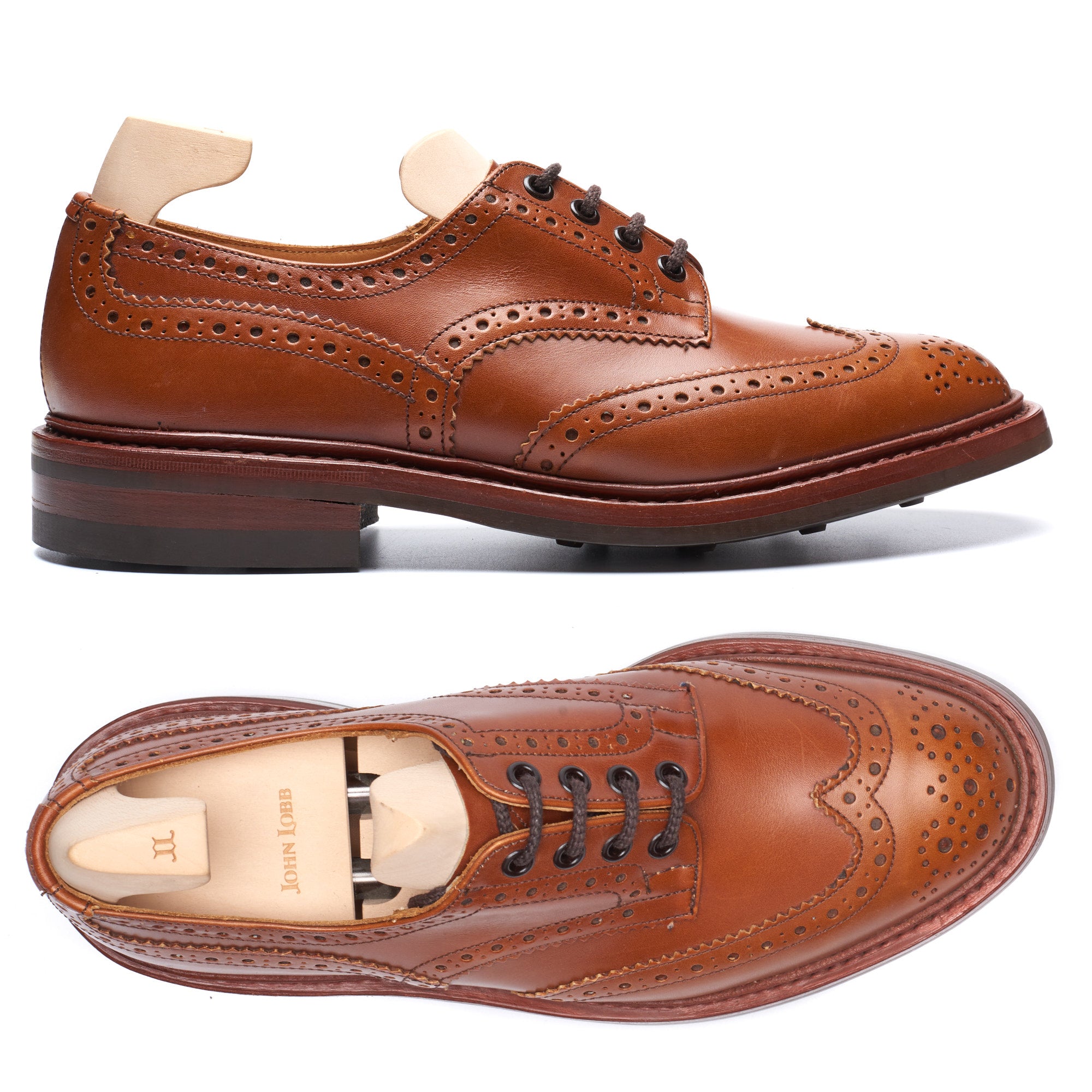 TRICKER'S Bourton Tan Brogue Wingtip Derby Shoes Dainite Sole UK 7.5 US 8.5 NEW