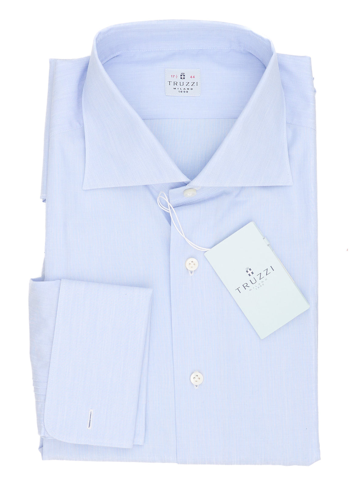 TRUZZI Milano Handmade Sky Blue Cotton French Cuff Dress Shirt