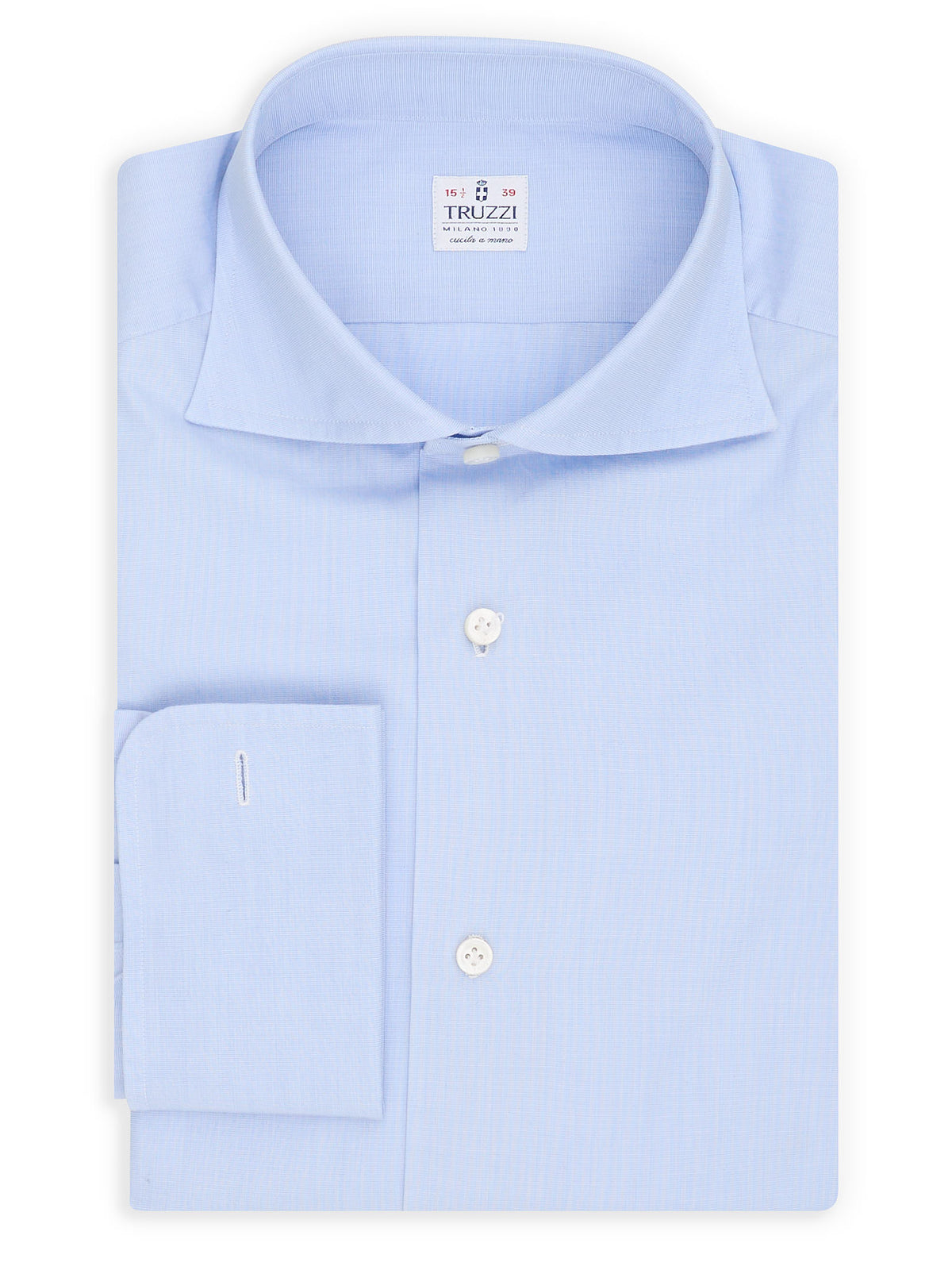 TRUZZI Milano Sky Blue Cotton French Cuff Dress Shirt