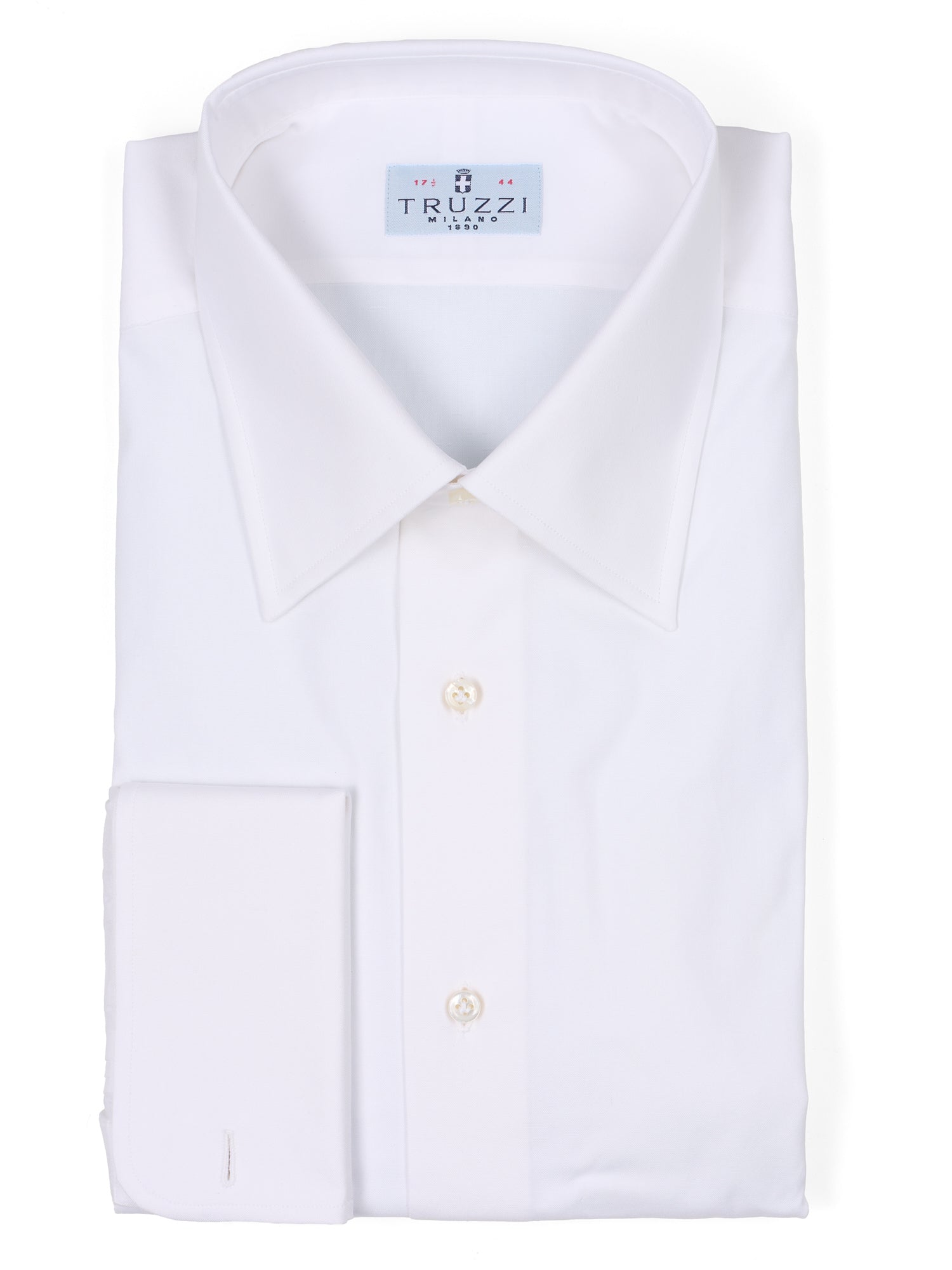 TRUZZI Milano White Micro Cotton French Cuff Dress Shirt