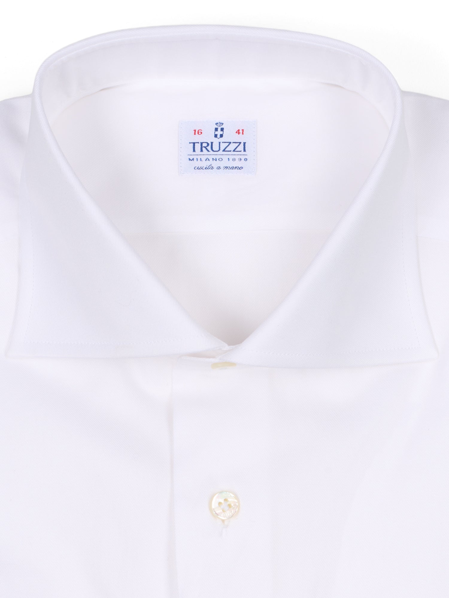 TRUZZI Milano White Twill Cotton French Cuff Dress Shirt
