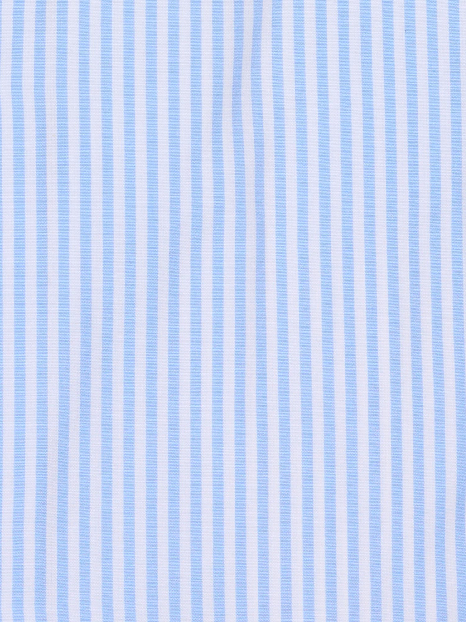 TRUZZI Handmade Blue Stripe Cotton French Cuff Slim Fit Dress Shirt