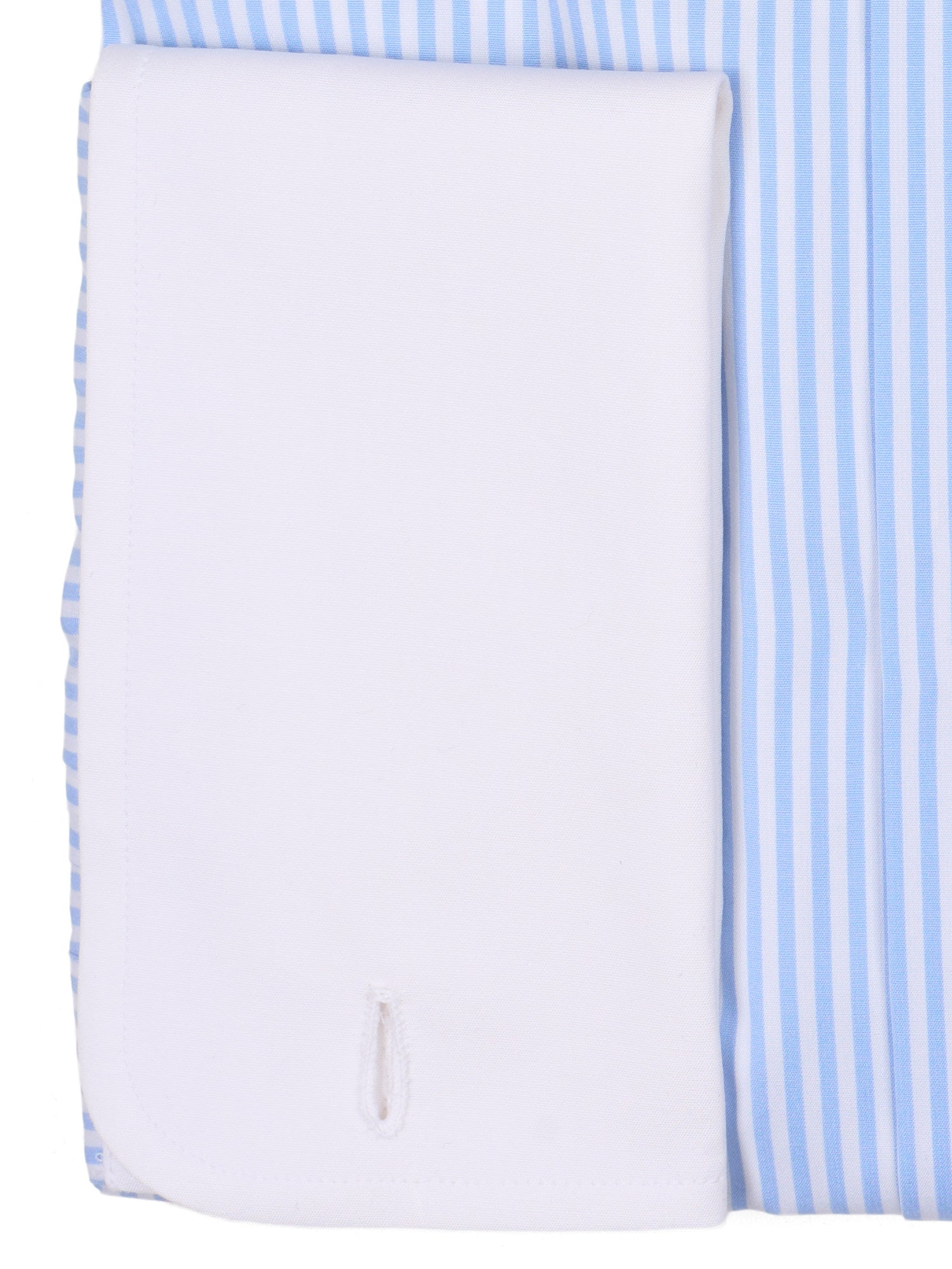 TRUZZI Handmade Blue Stripe Cotton French Cuff Slim Fit Dress Shirt