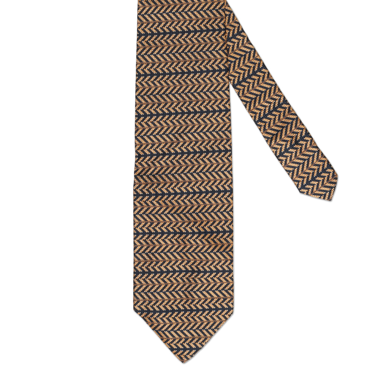 VALENTINO Black Horizontal Striped Design Silk Tie