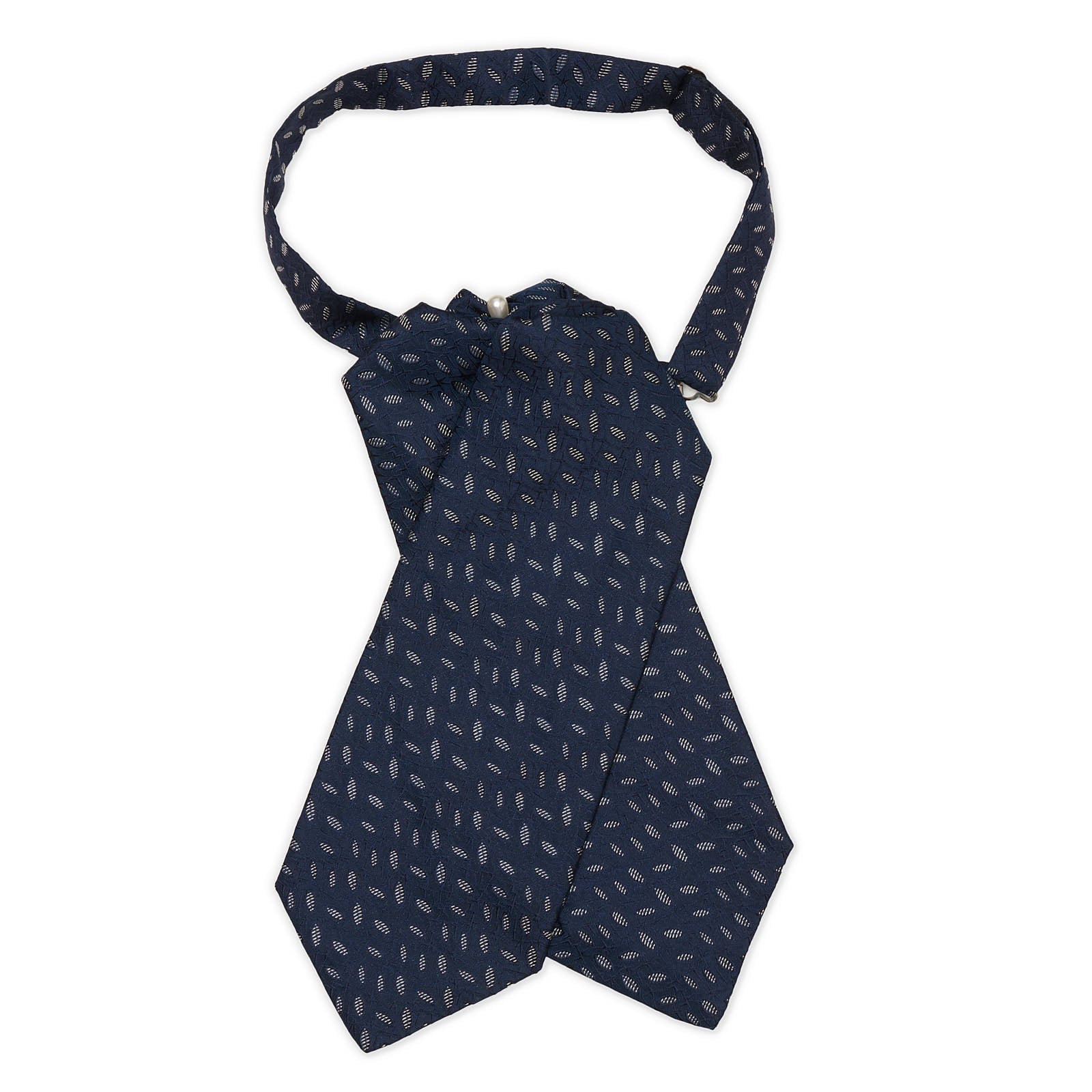 VANNUCCI MILANO Blue Silk Ascot Formal Tie Plastron NEW