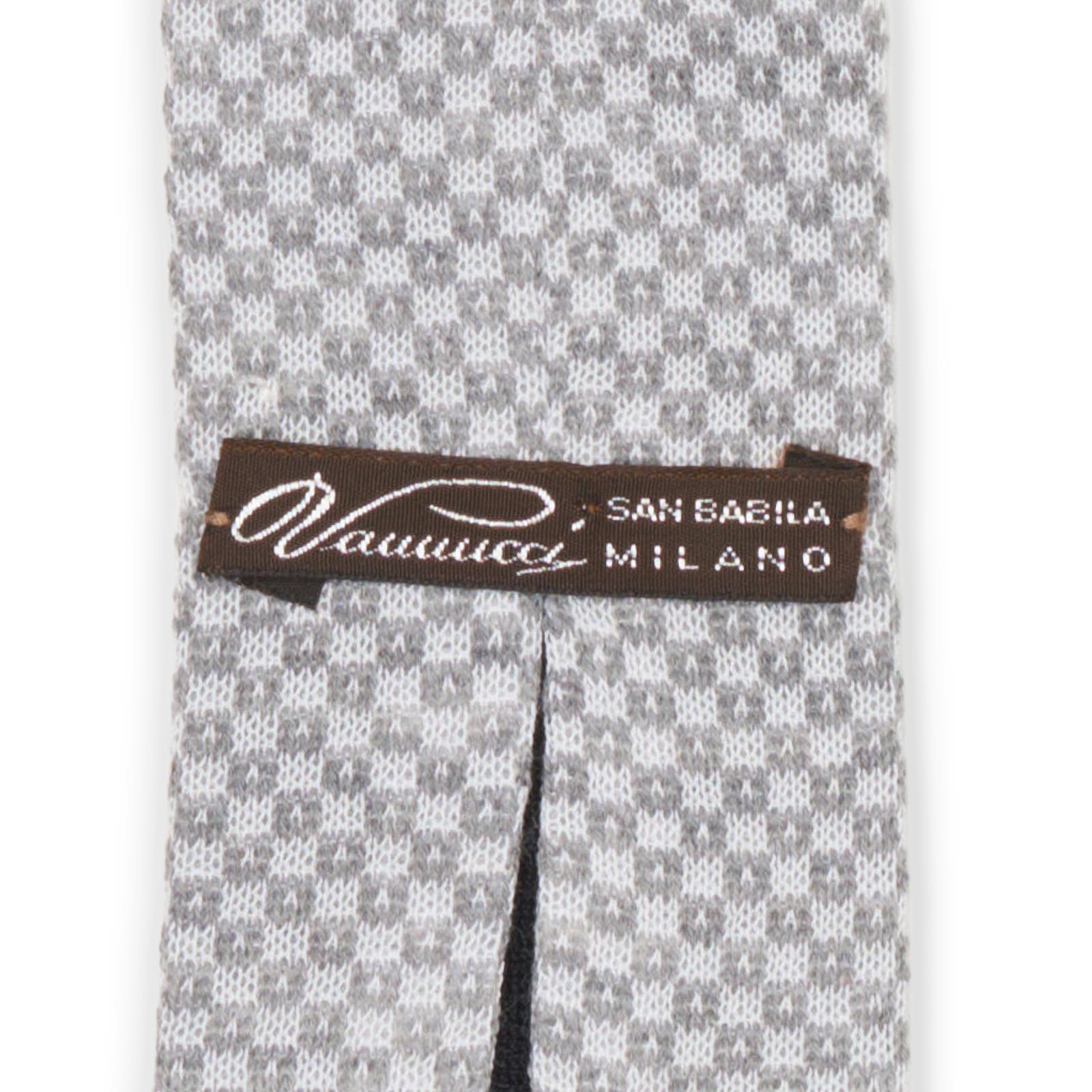 VANNUCCI MILANO Gray Checked Wool Knit Tie NEW