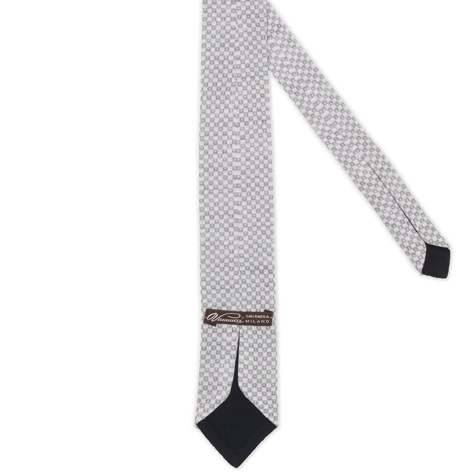 VANNUCCI MILANO Gray Checked Wool Knit Tie NEW
