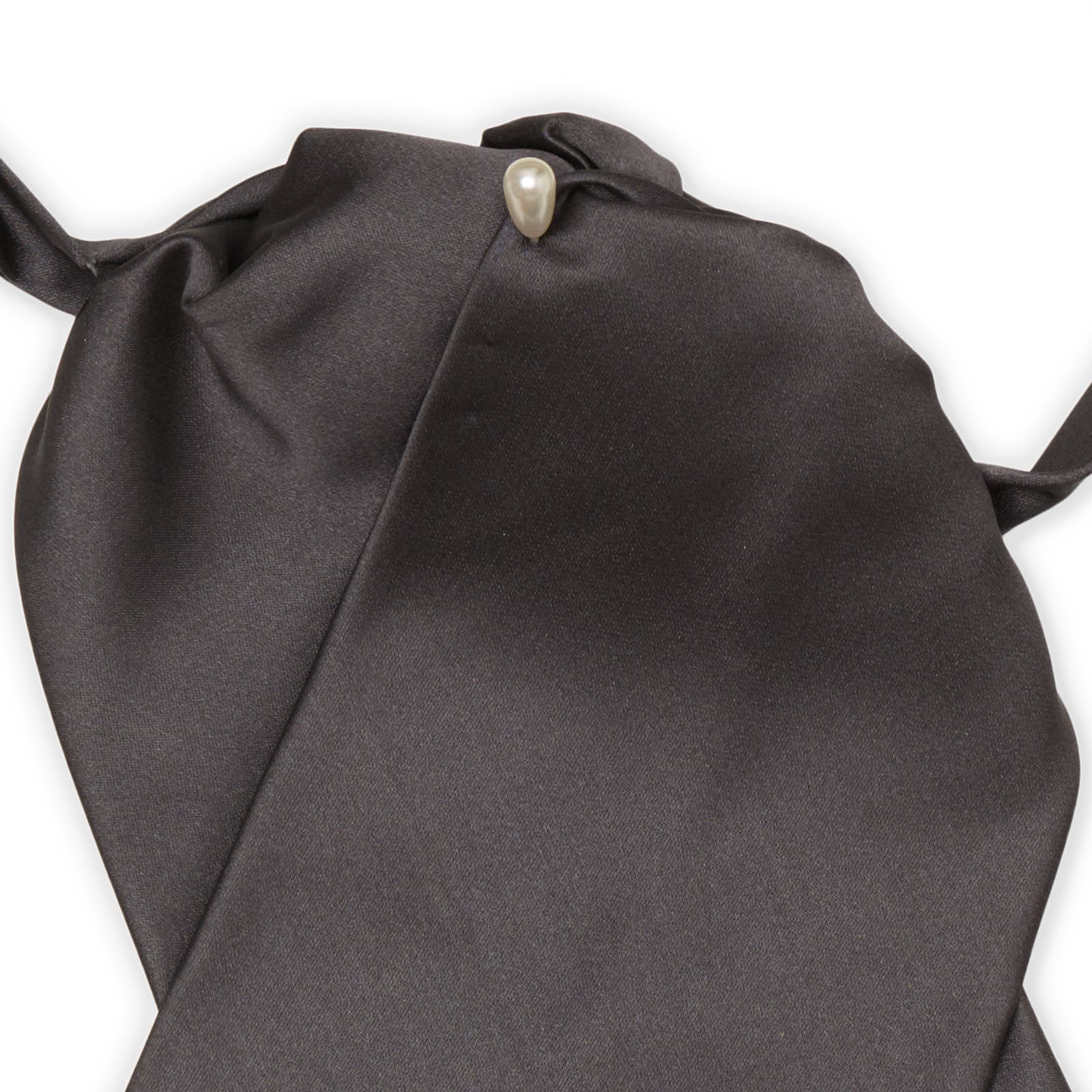 VANNUCCI MILANO Charcoal Gray Silk Ascot Formal Tie Plastron NEW