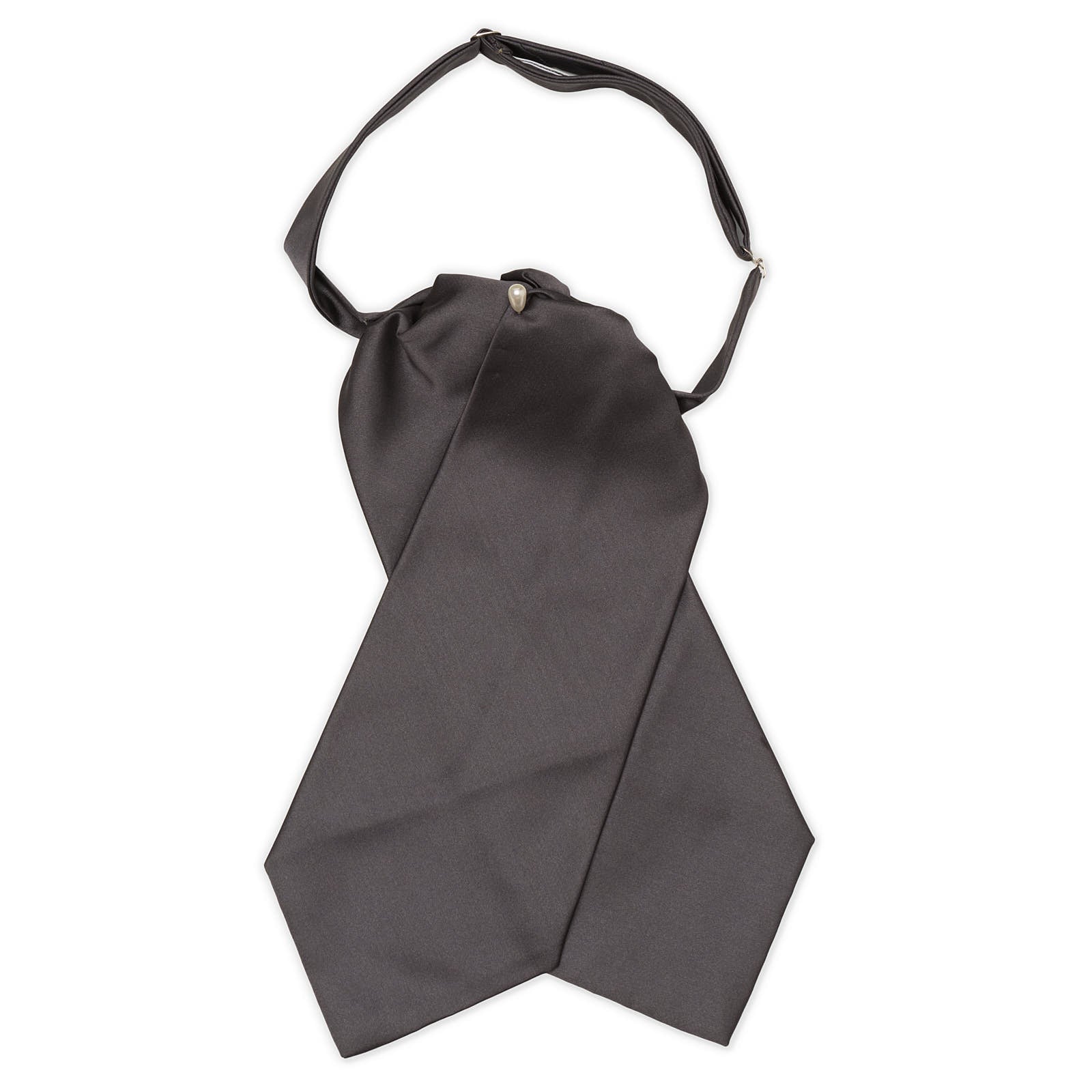 VANNUCCI MILANO Charcoal Gray Silk Ascot Formal Tie Plastron NEW
